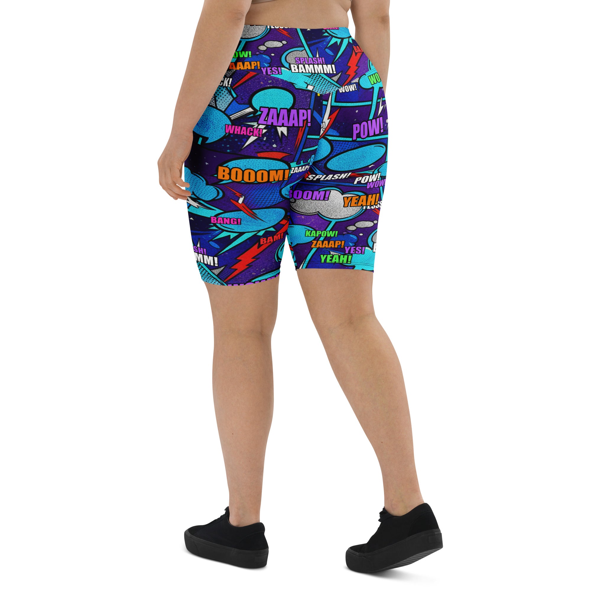 Comic Strip Space Battle Bike Shorts | GearBunch