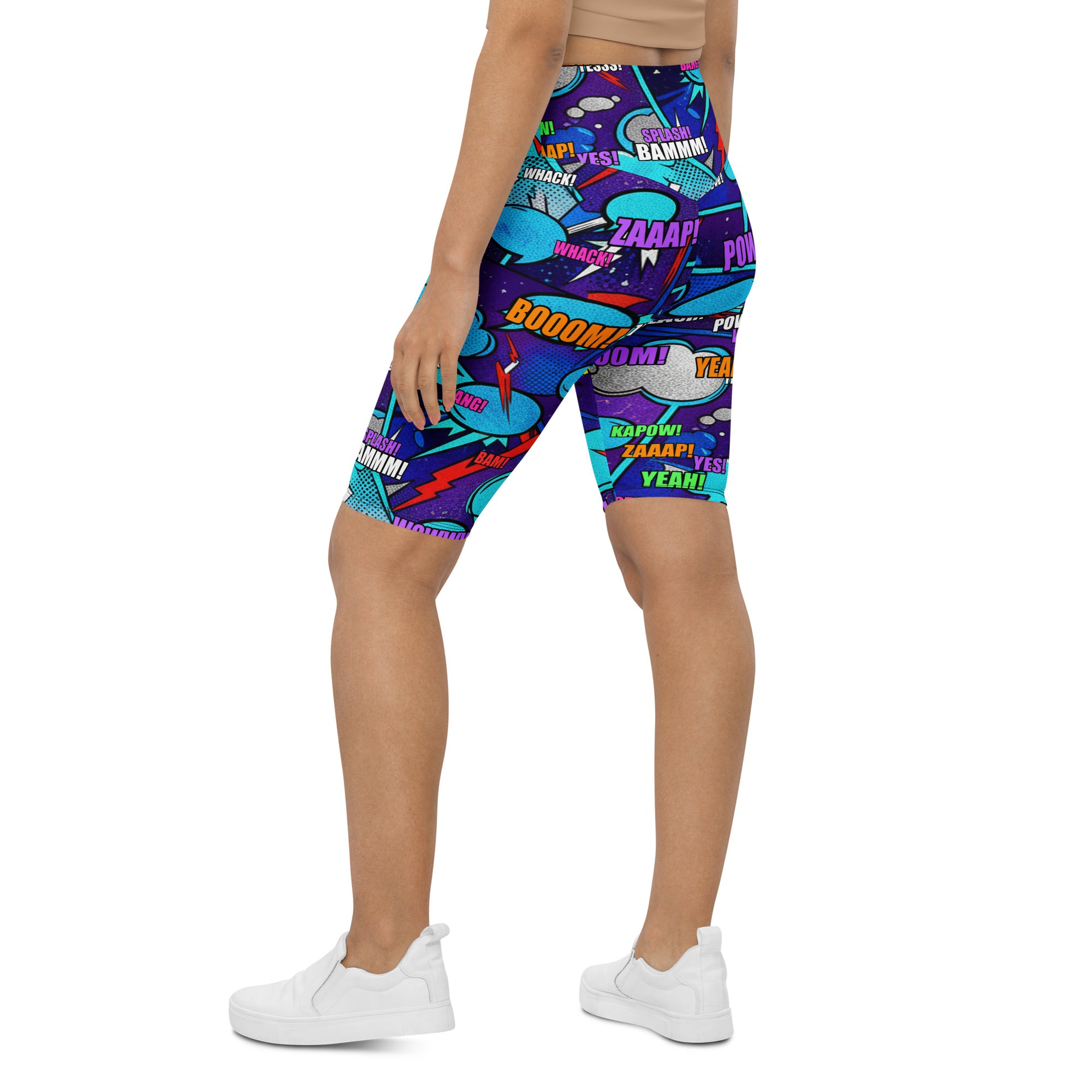 Comic Strip Space Battle Bike Shorts | GearBunch