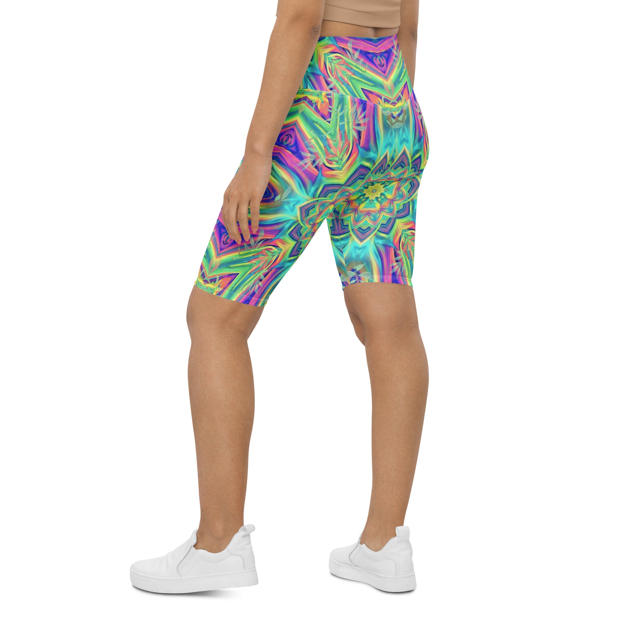 Psychedelic Tropical Laser Bike Shorts | GearBunch
