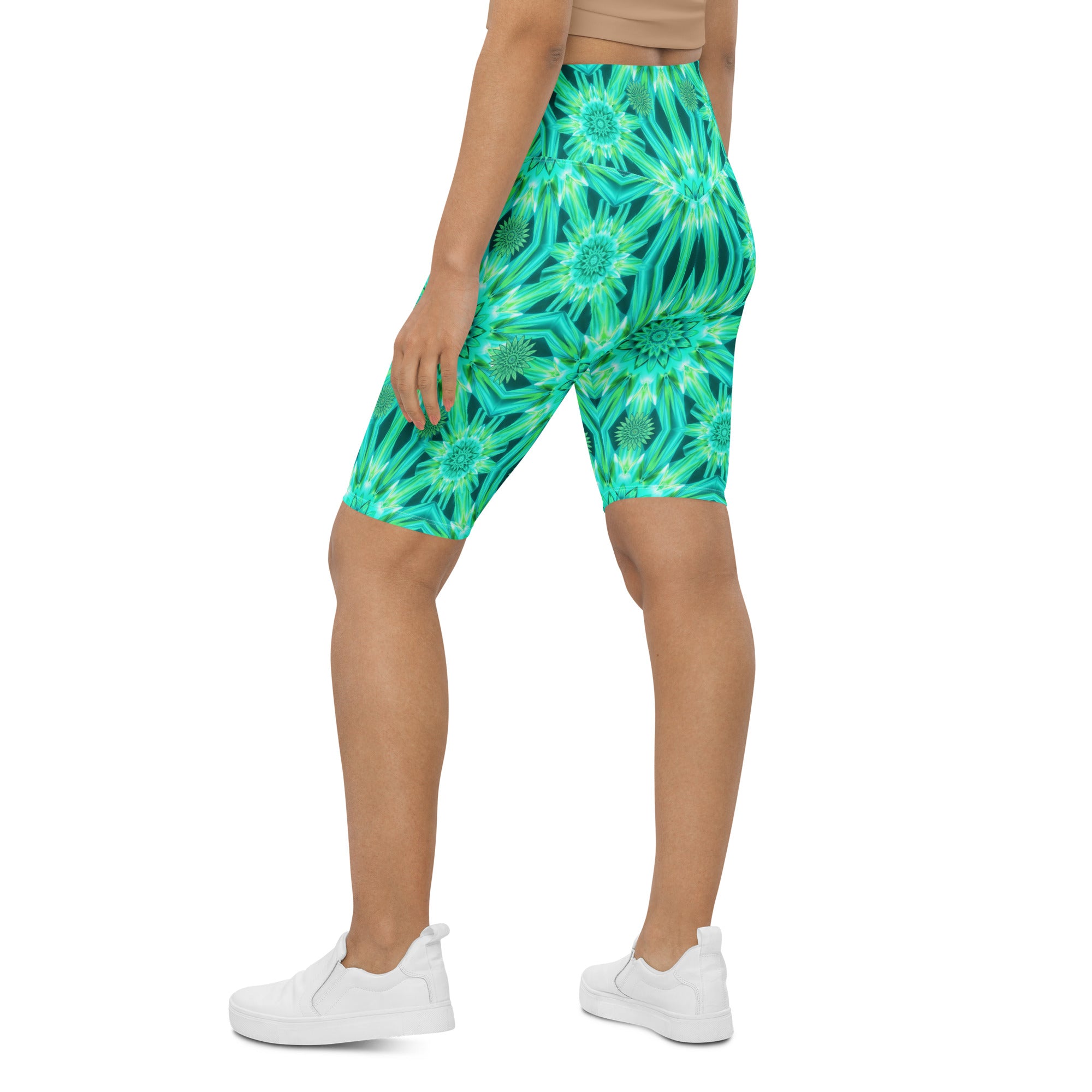 Psychedelic Mint Warp Bike Shorts | GearBunch