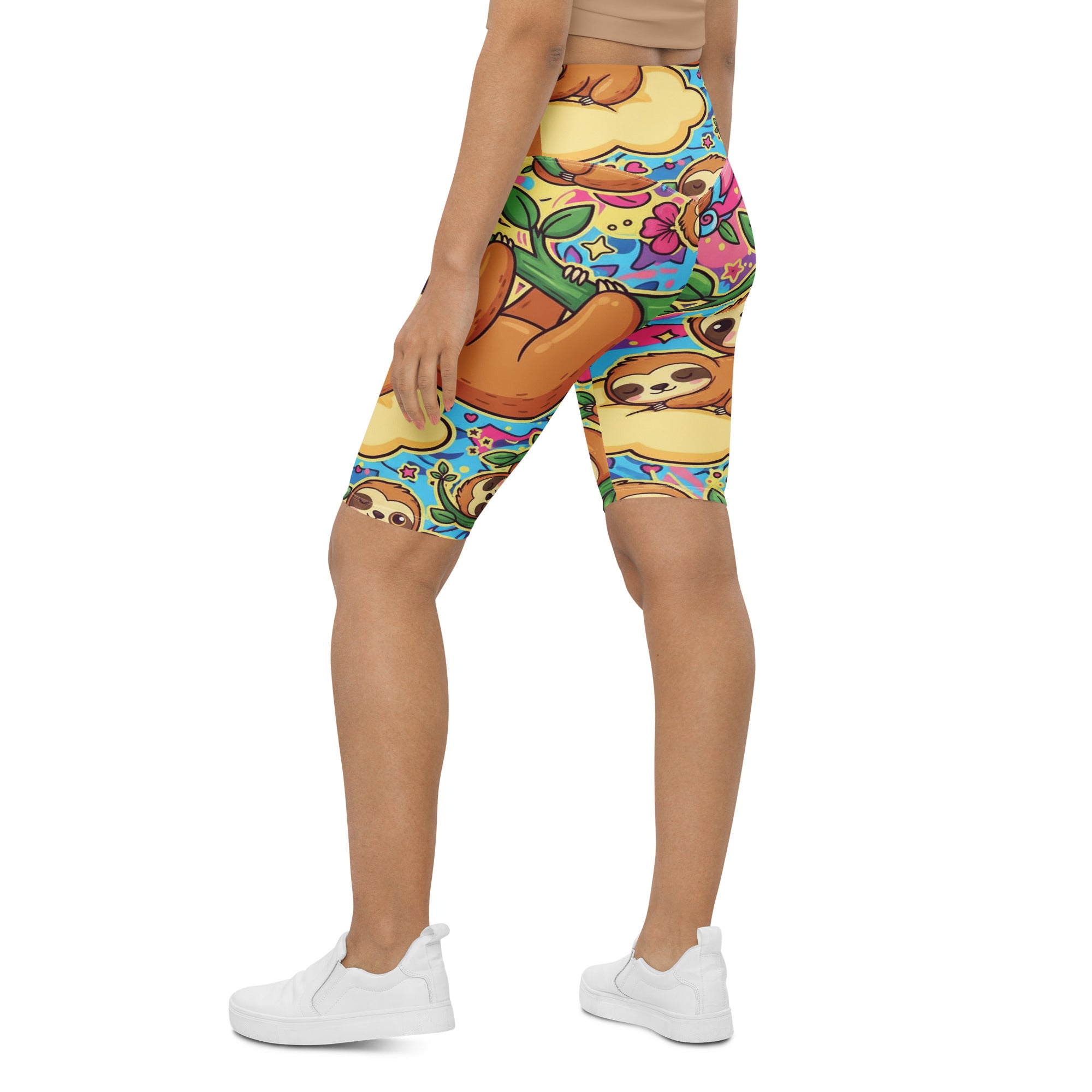 Vibrant Sloth Chill Bike Shorts | GearBunch