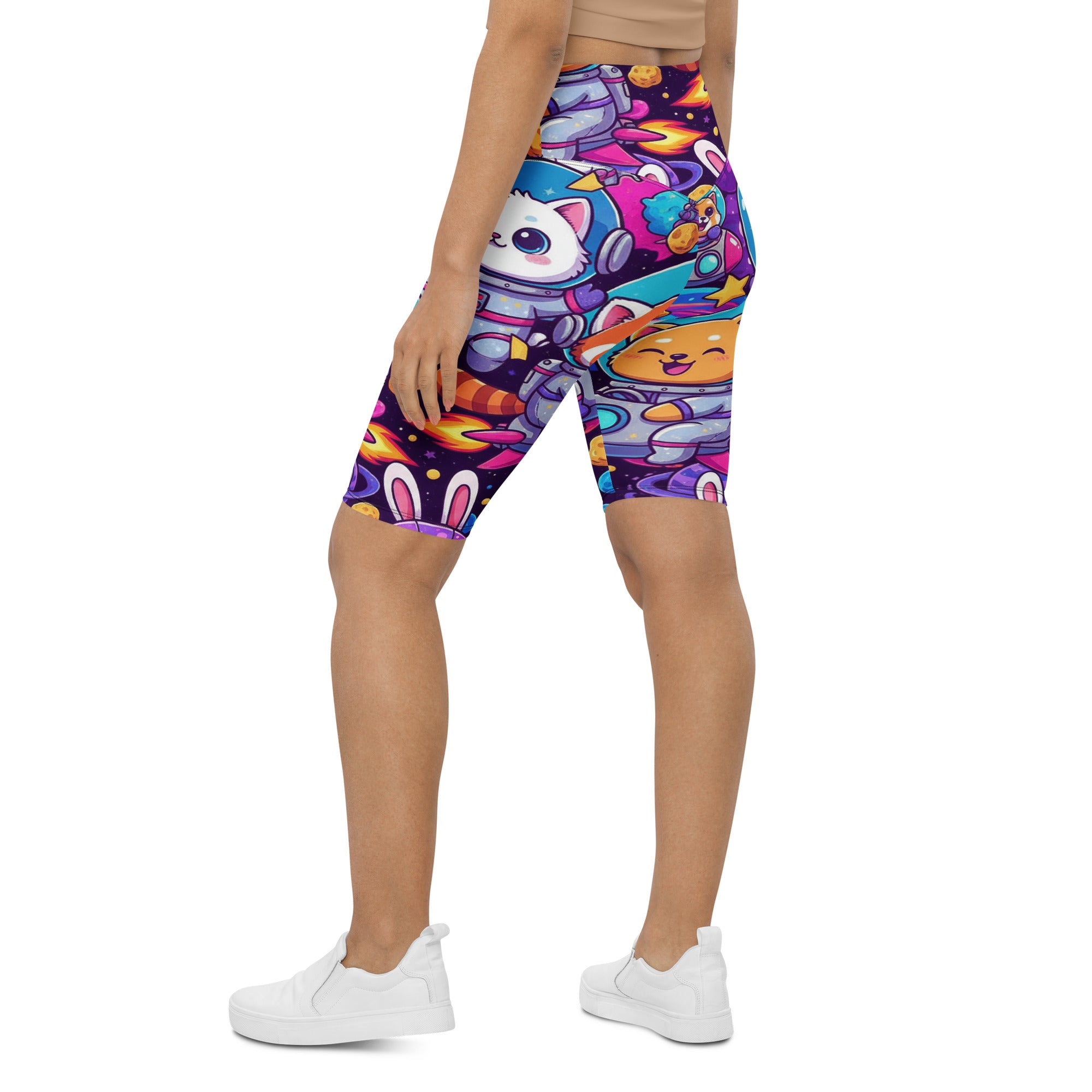 Vibrant Space Animals Bike Shorts | GearBunch