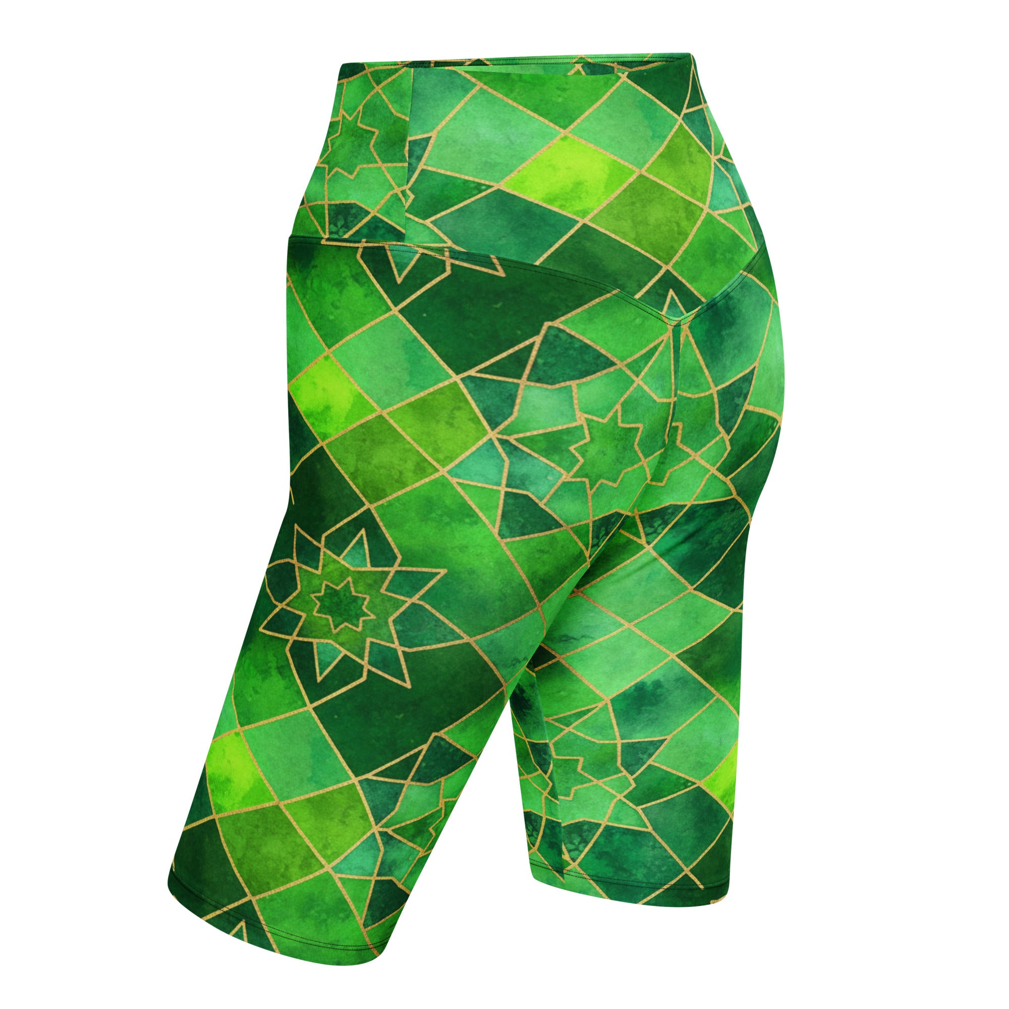 Arabic Watercolour Emerald Jewel Bike Shorts | GearBunch