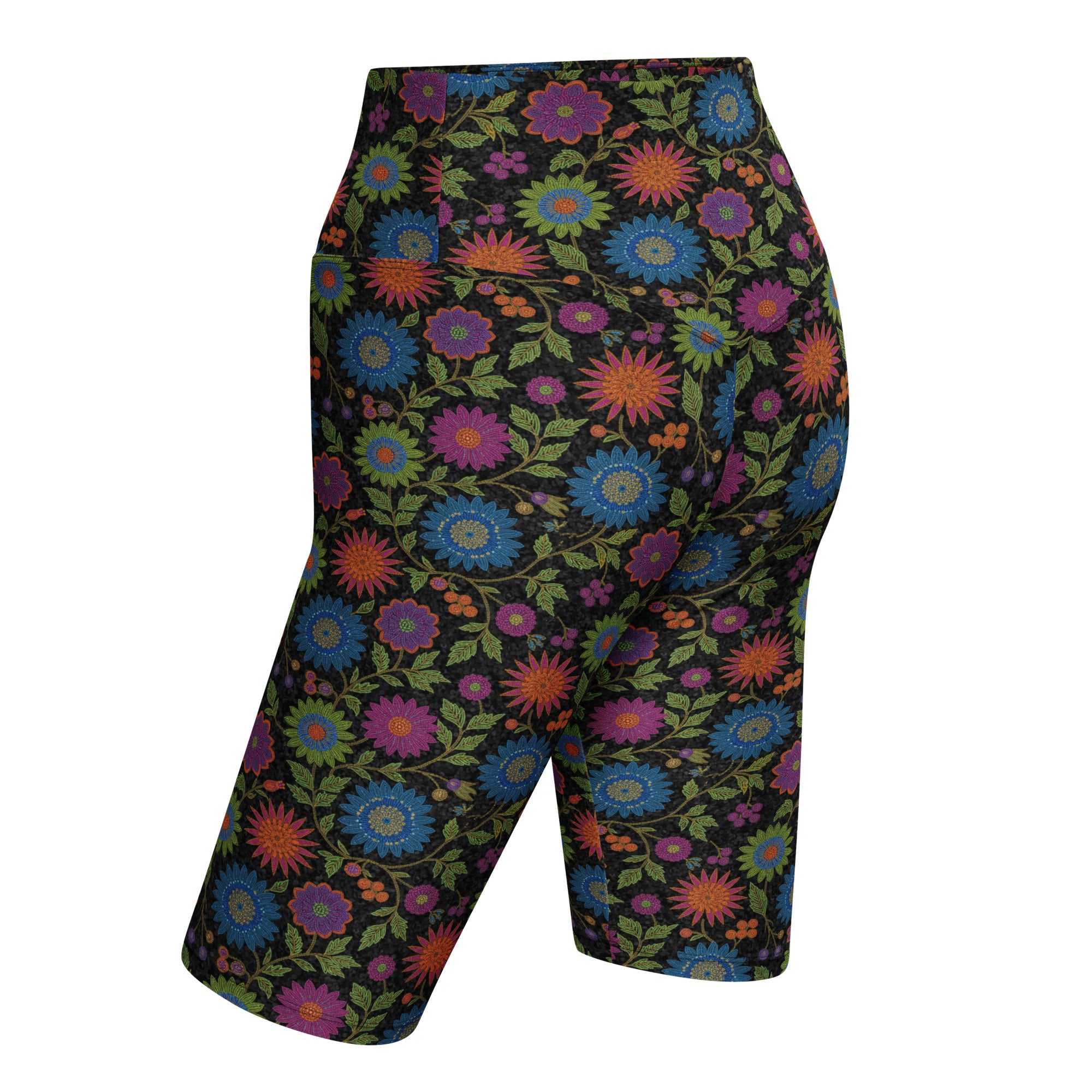 Rainbow Paillette Botanical Bike Shorts | GearBunch