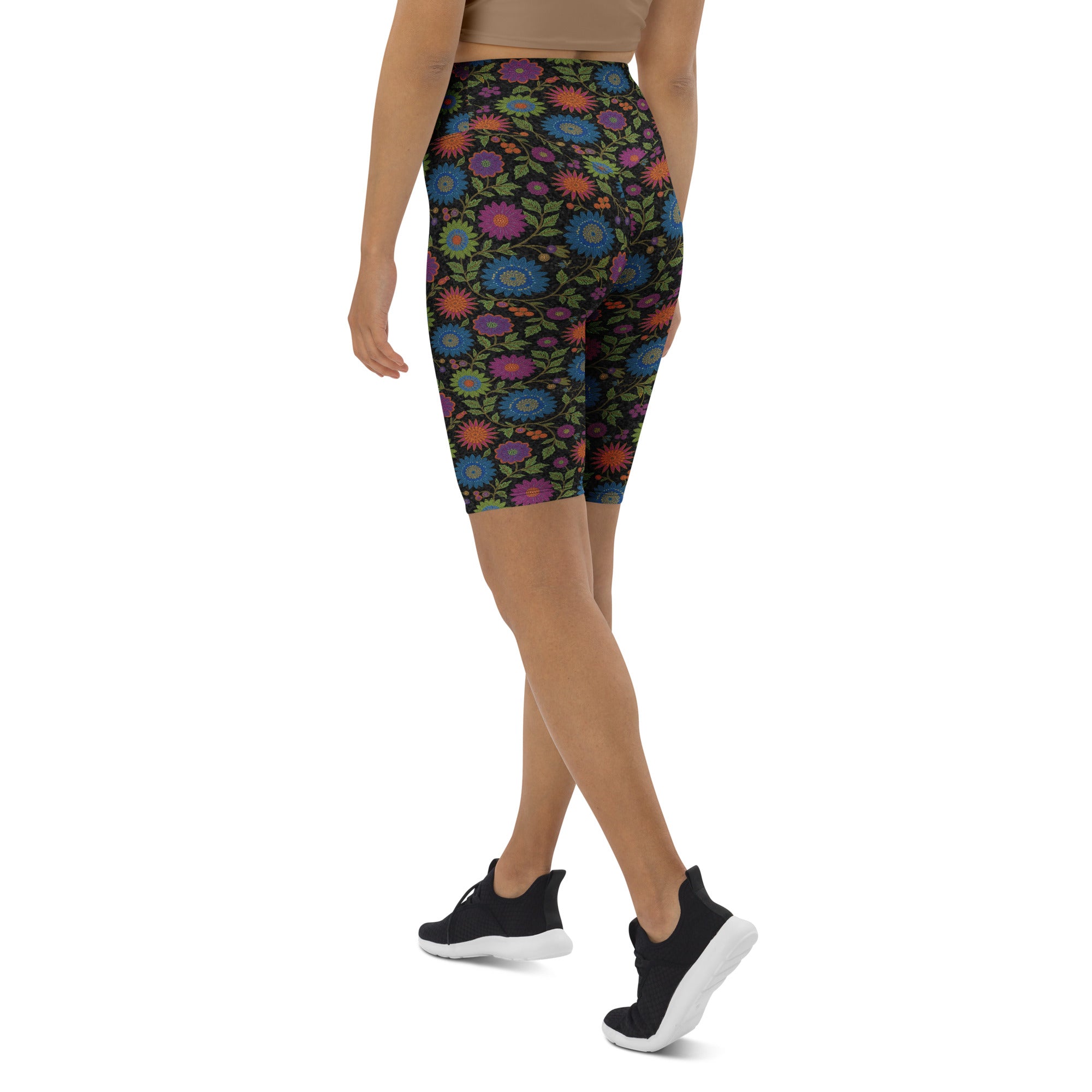 Rainbow Paillette Botanical Bike Shorts | GearBunch