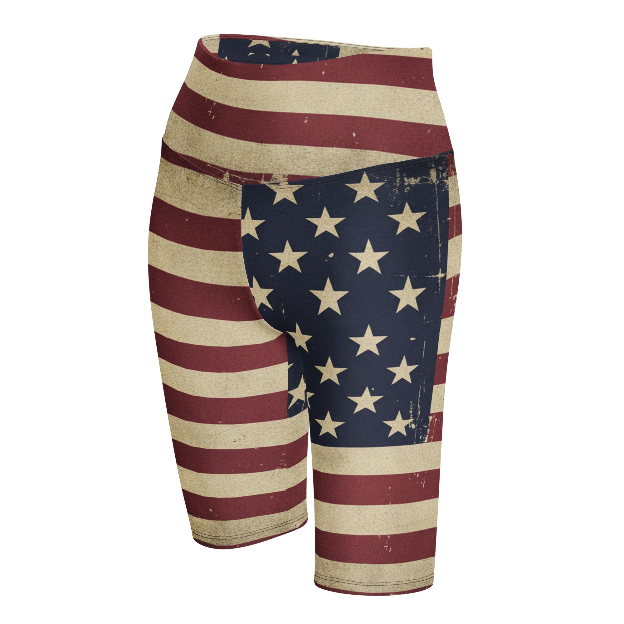 Vintage Distressed American Flag Bike Shorts | GearBunch