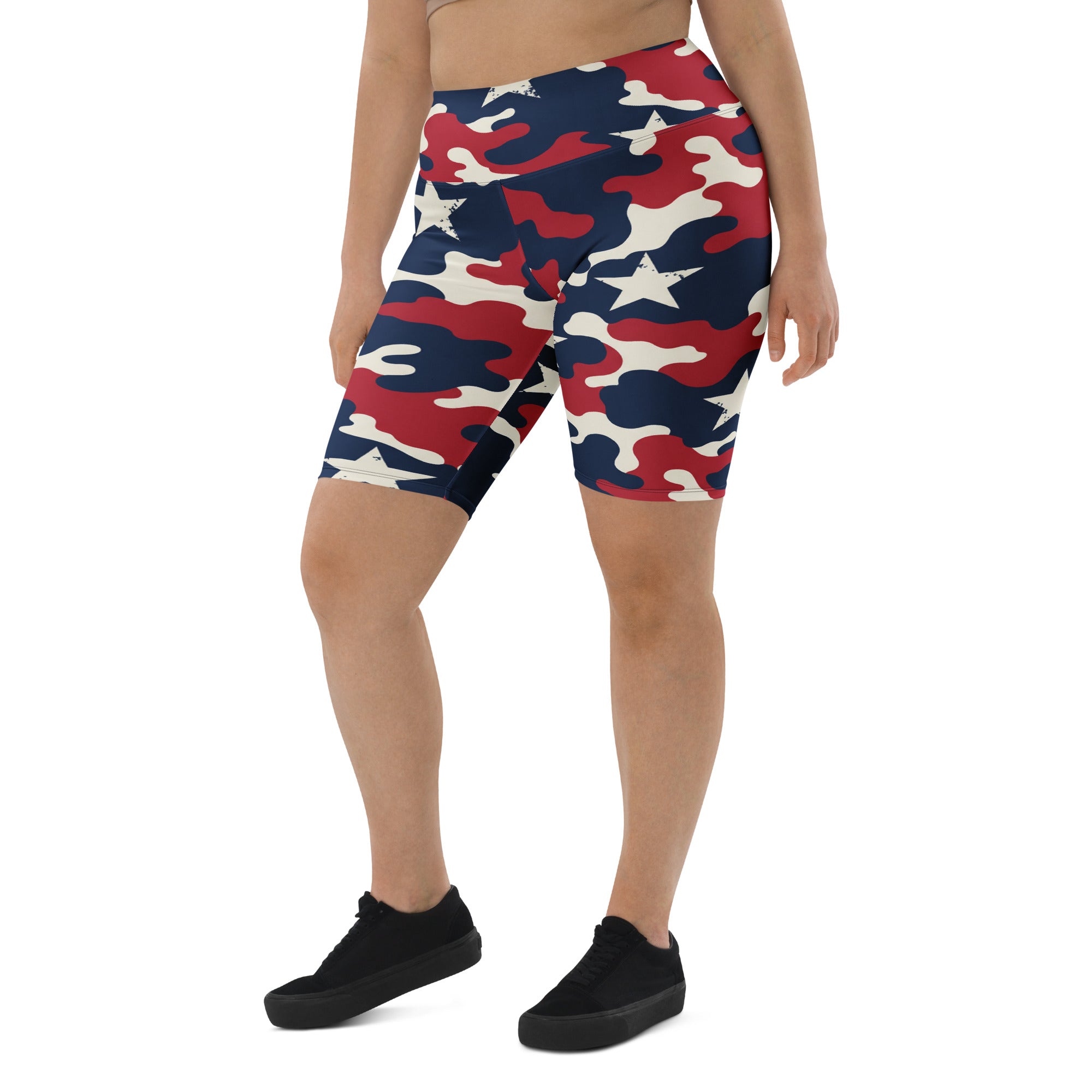 Red White Blue Camo Stars Bike Shorts | GearBunch