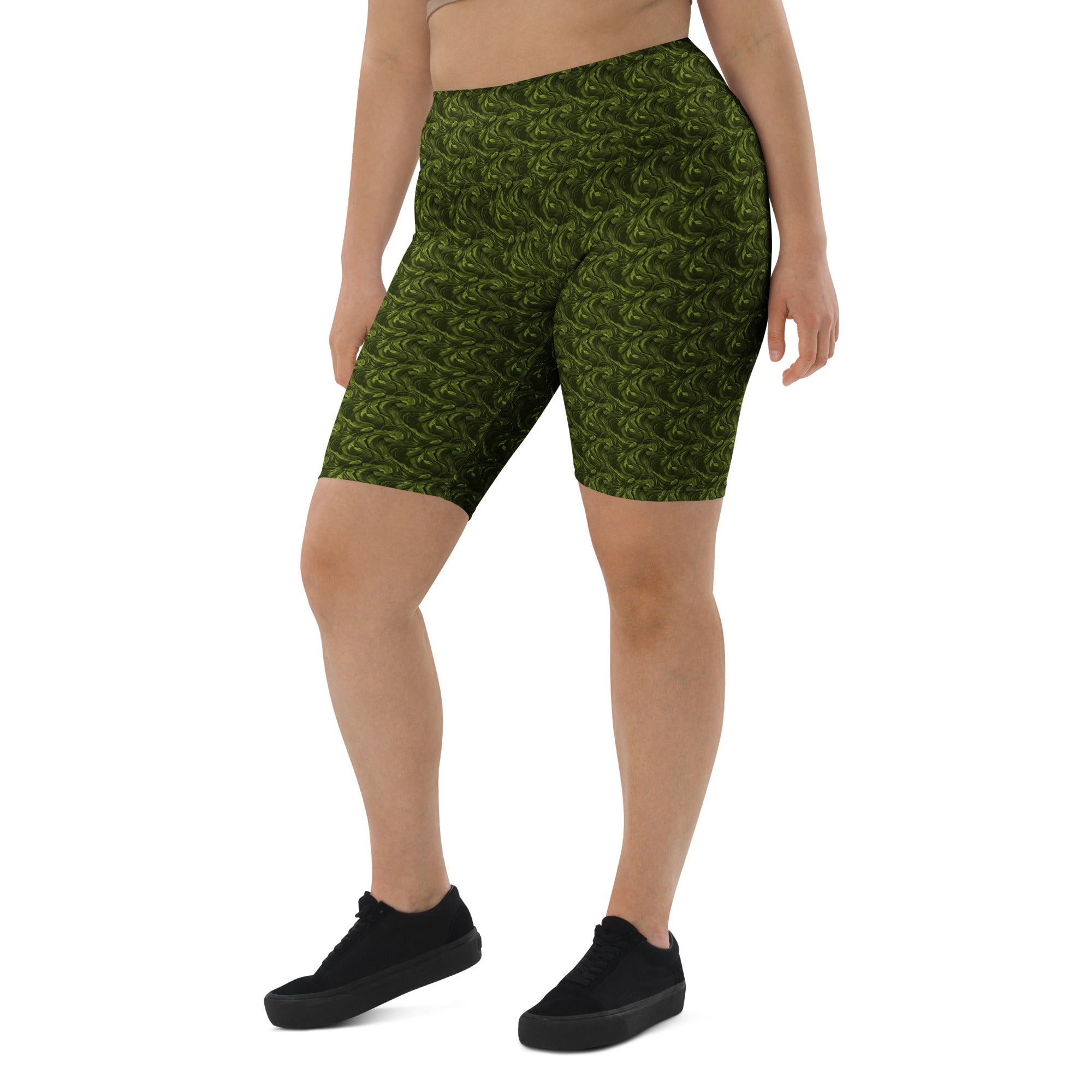 Olive Green Velvet Bike Shorts | GearBunch