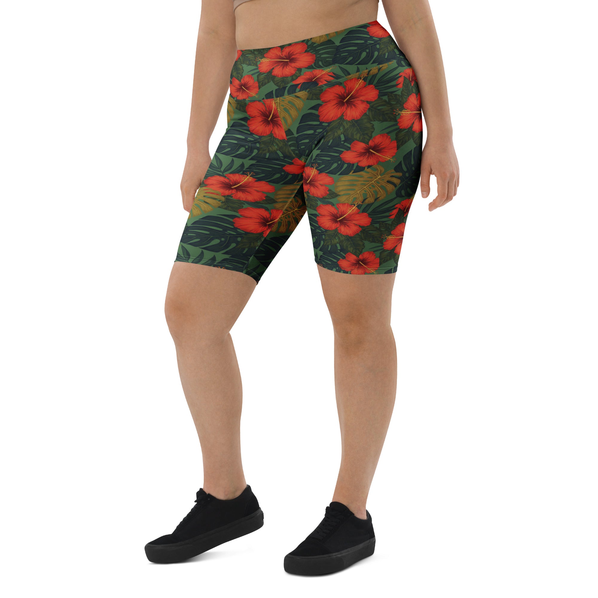 Bold Tropical Leaves Bike Shorts | GearBunch