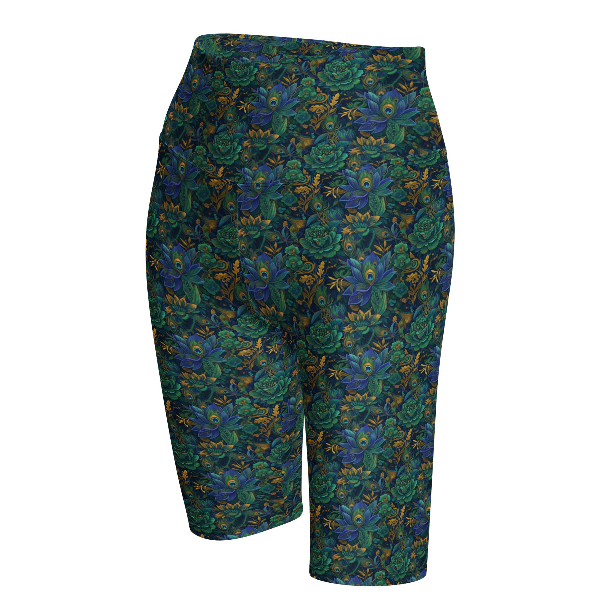Peacock Feathers Splendour Bike Shorts | GearBunch