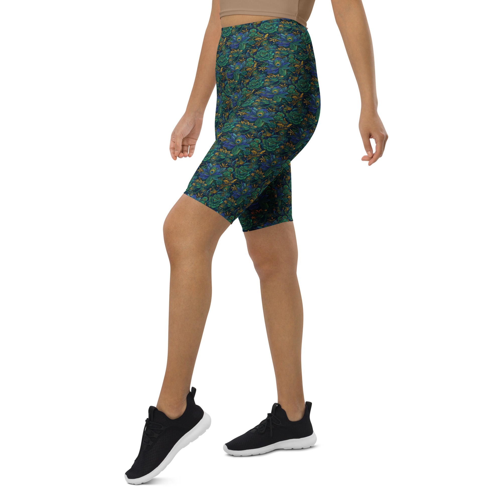 Peacock Feathers Splendour Bike Shorts | GearBunch