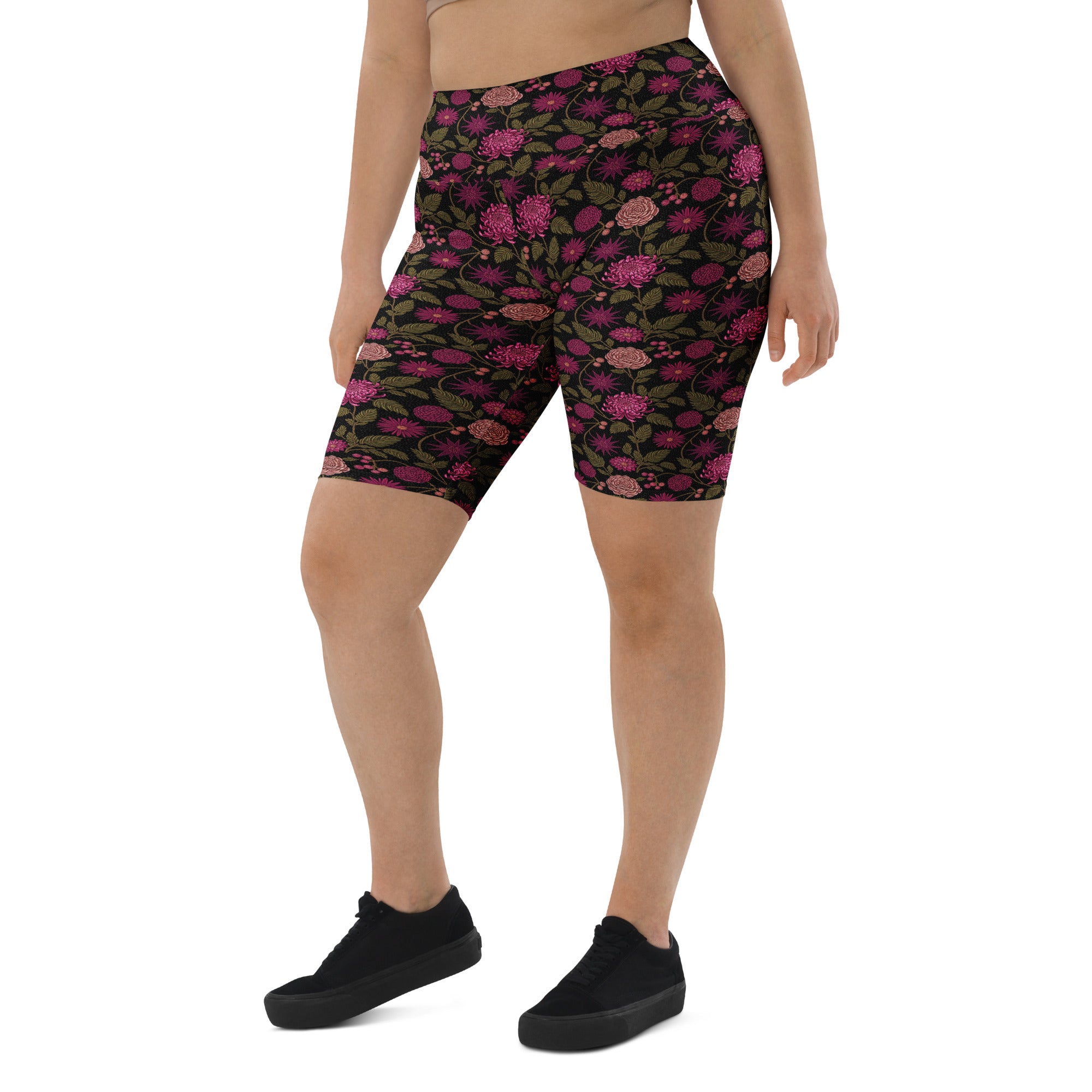 Midnight Paillette Peony Bike Shorts | GearBunch