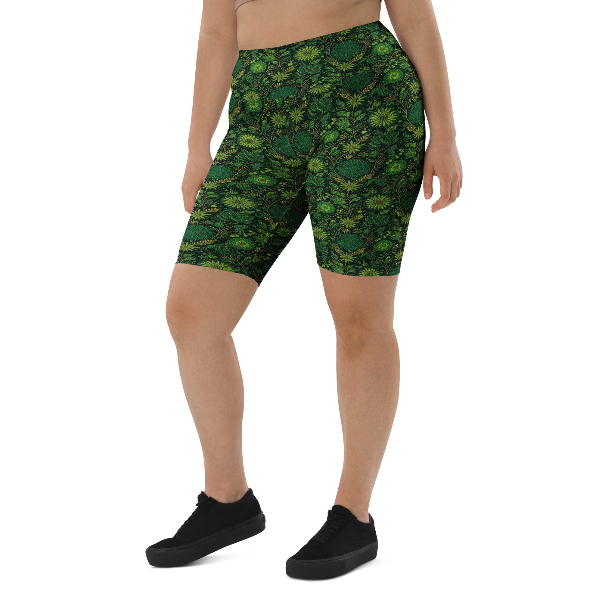 Emerald Paillette Jungle Bike Shorts | GearBunch