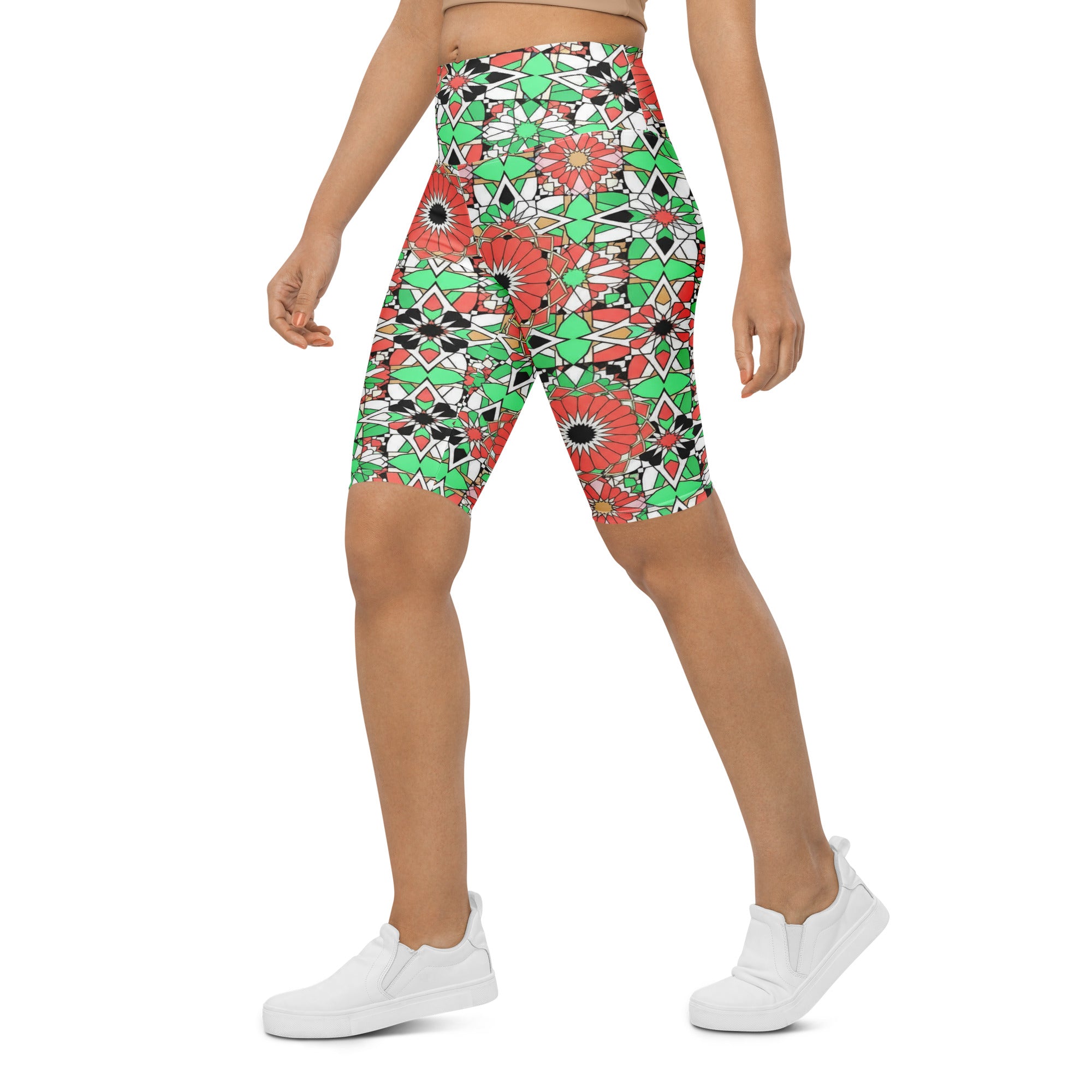 Zellige Coral Mint Bike Shorts | GearBunch