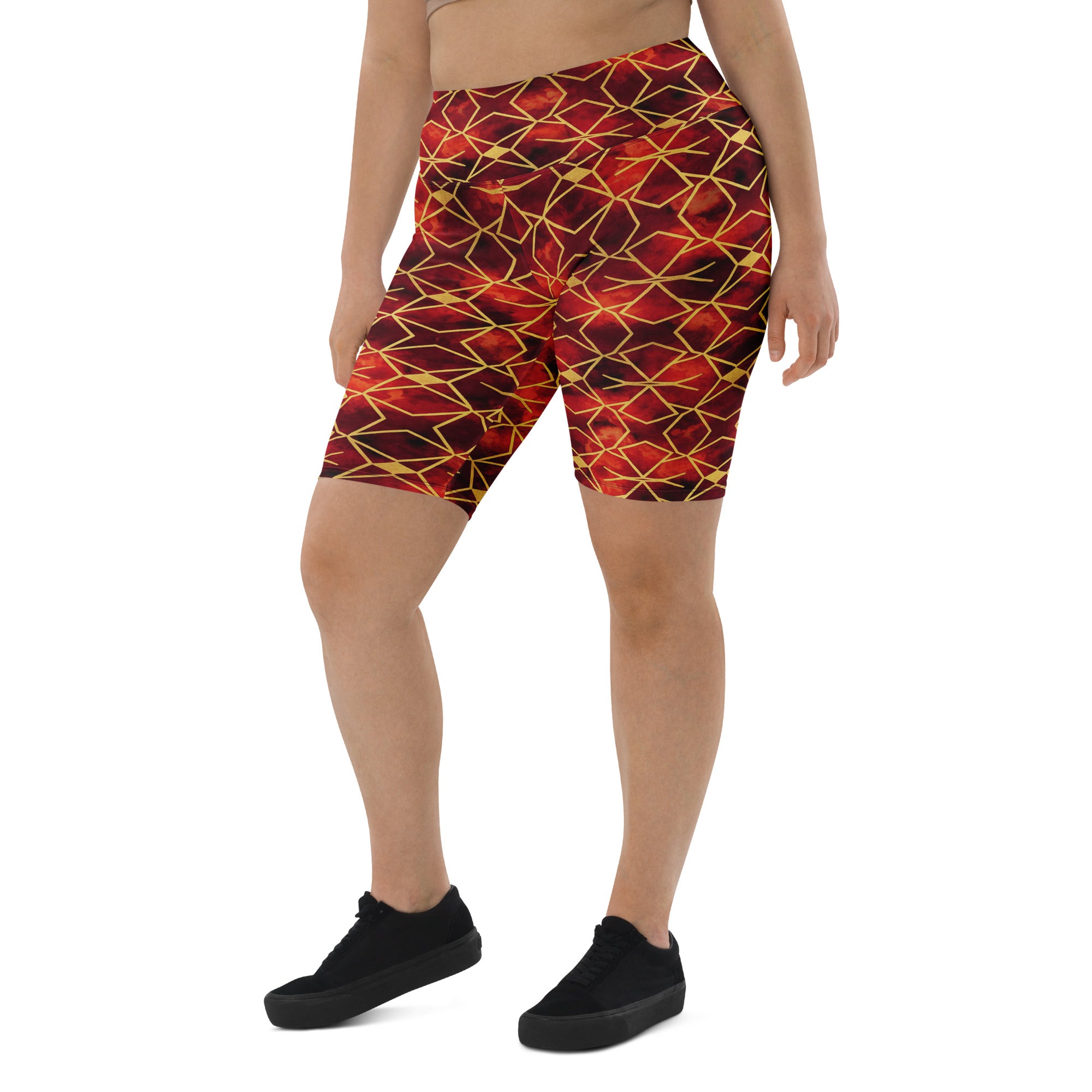 Arabic Watercolour Ruby Gold Bike Shorts | GearBunch