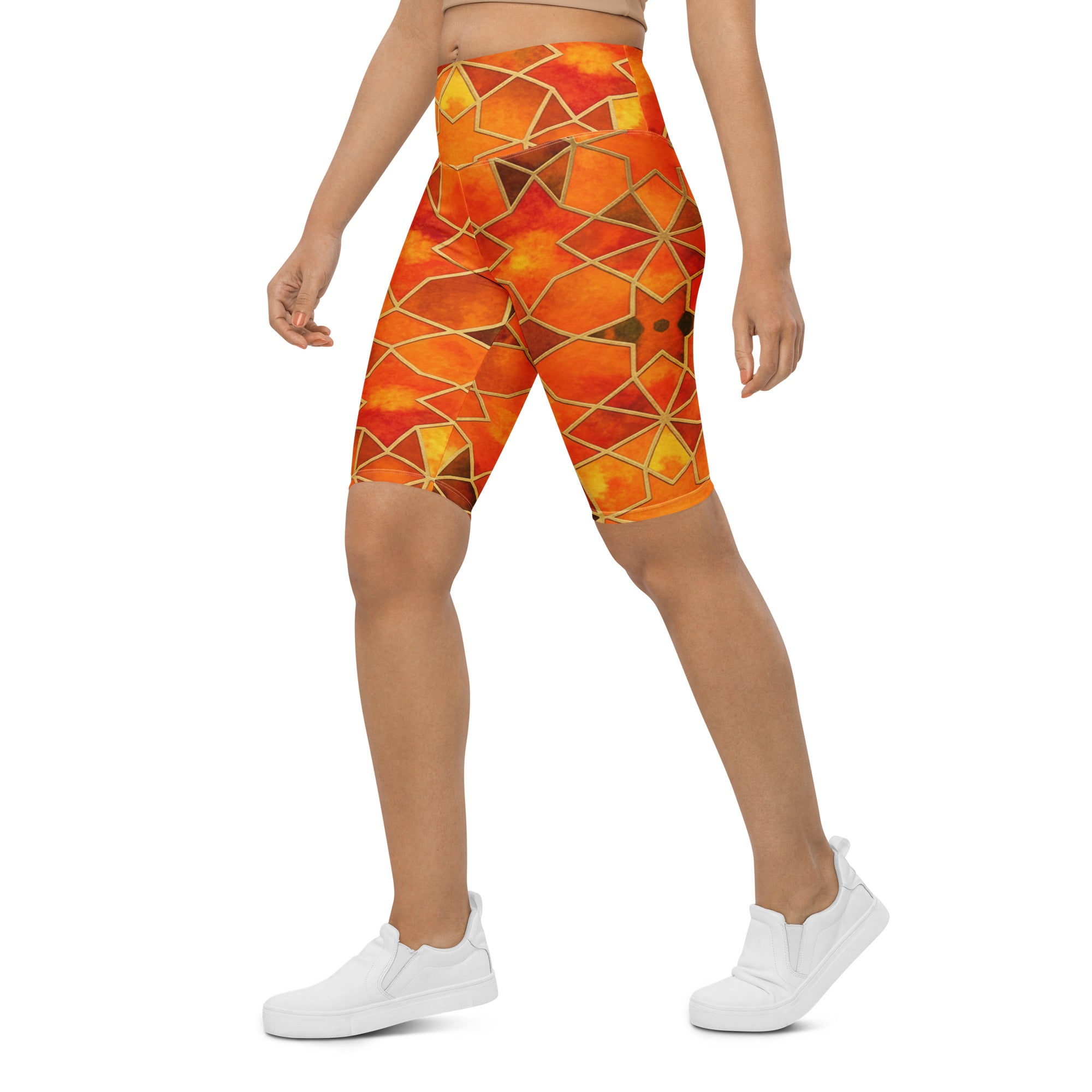 Arabic Watercolour Autumn Spice Bike Shorts | GearBunch