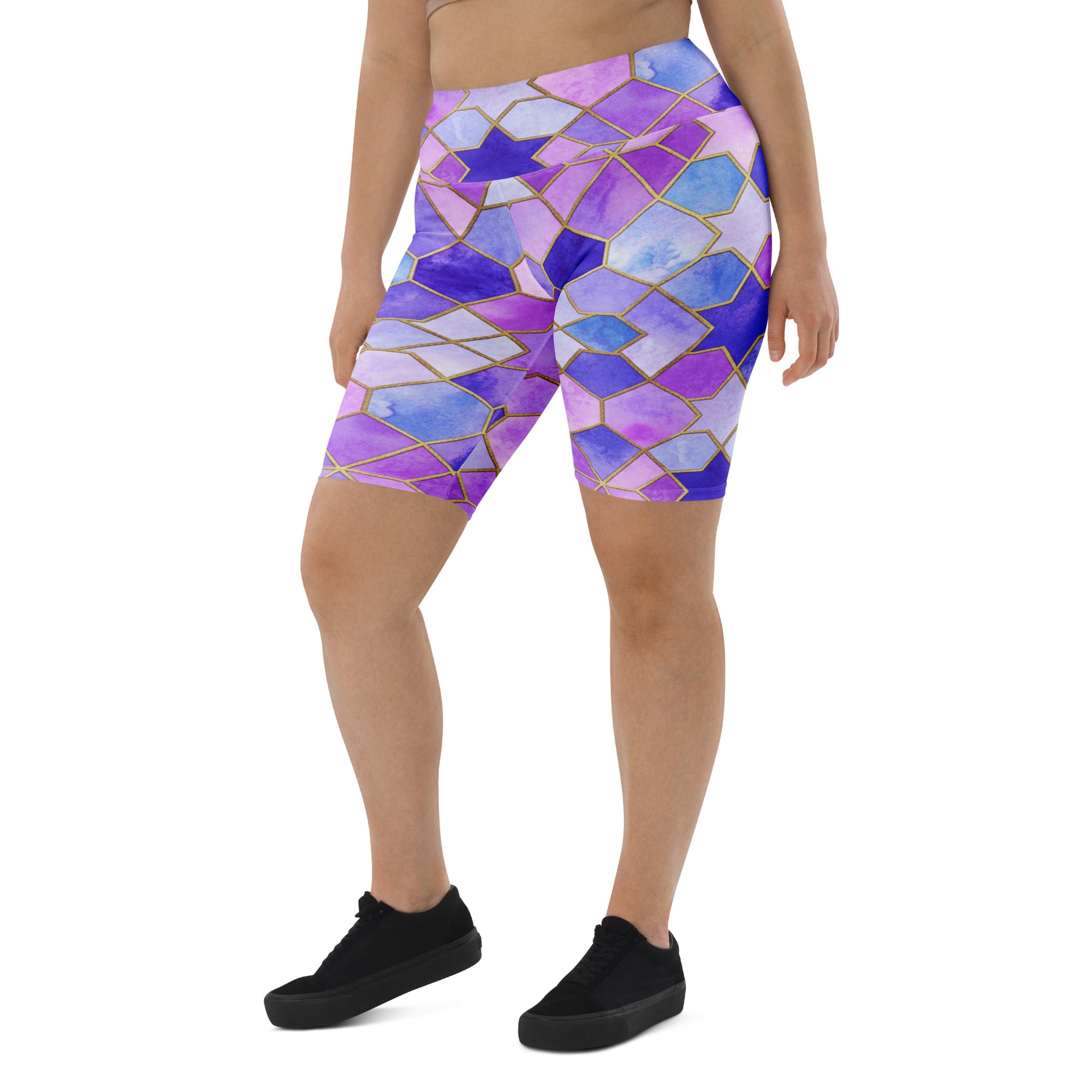 Arabic Watercolour Lavender Fields Bike Shorts | GearBunch