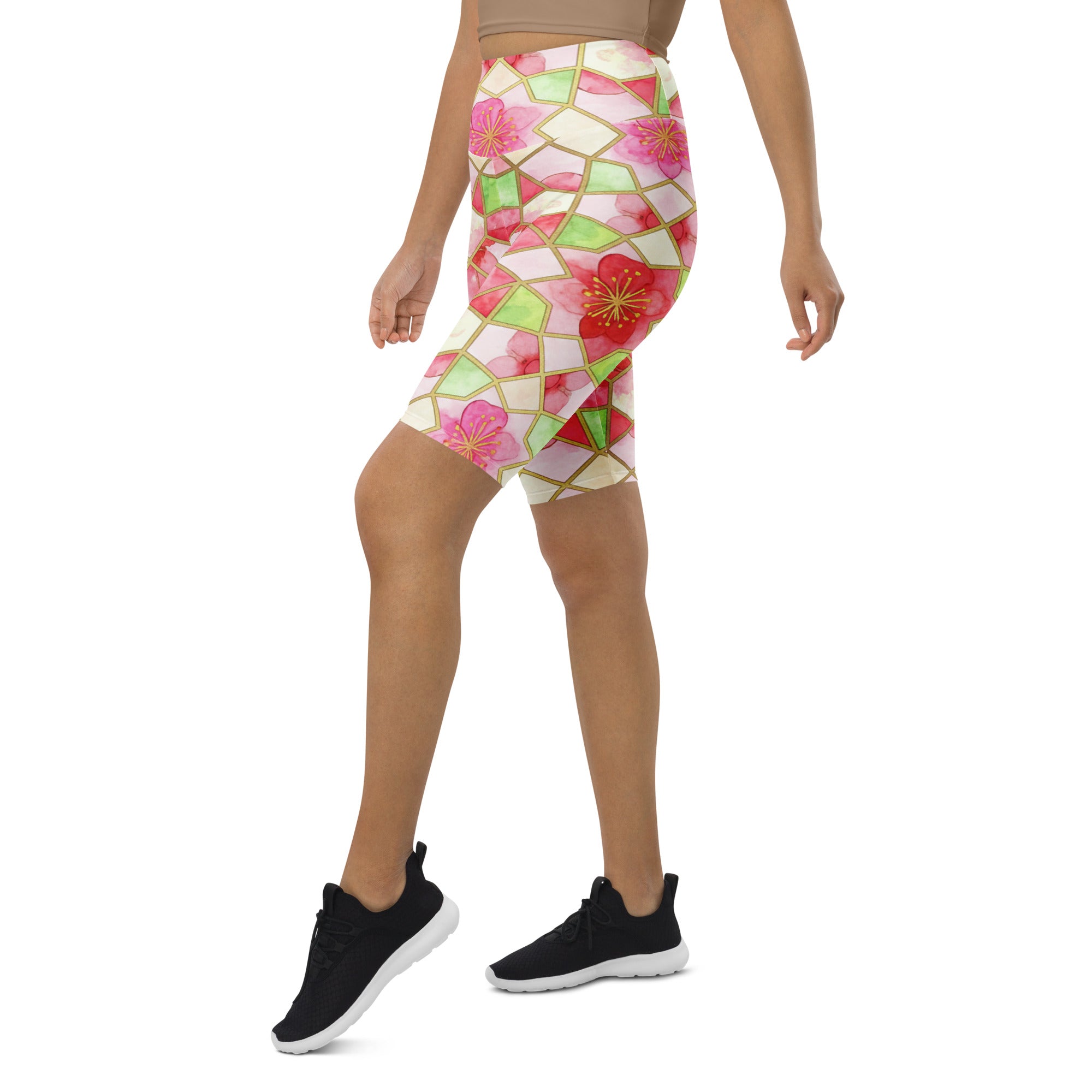 Arabic Watercolour Cherry Blossom Bike Shorts | GearBunch