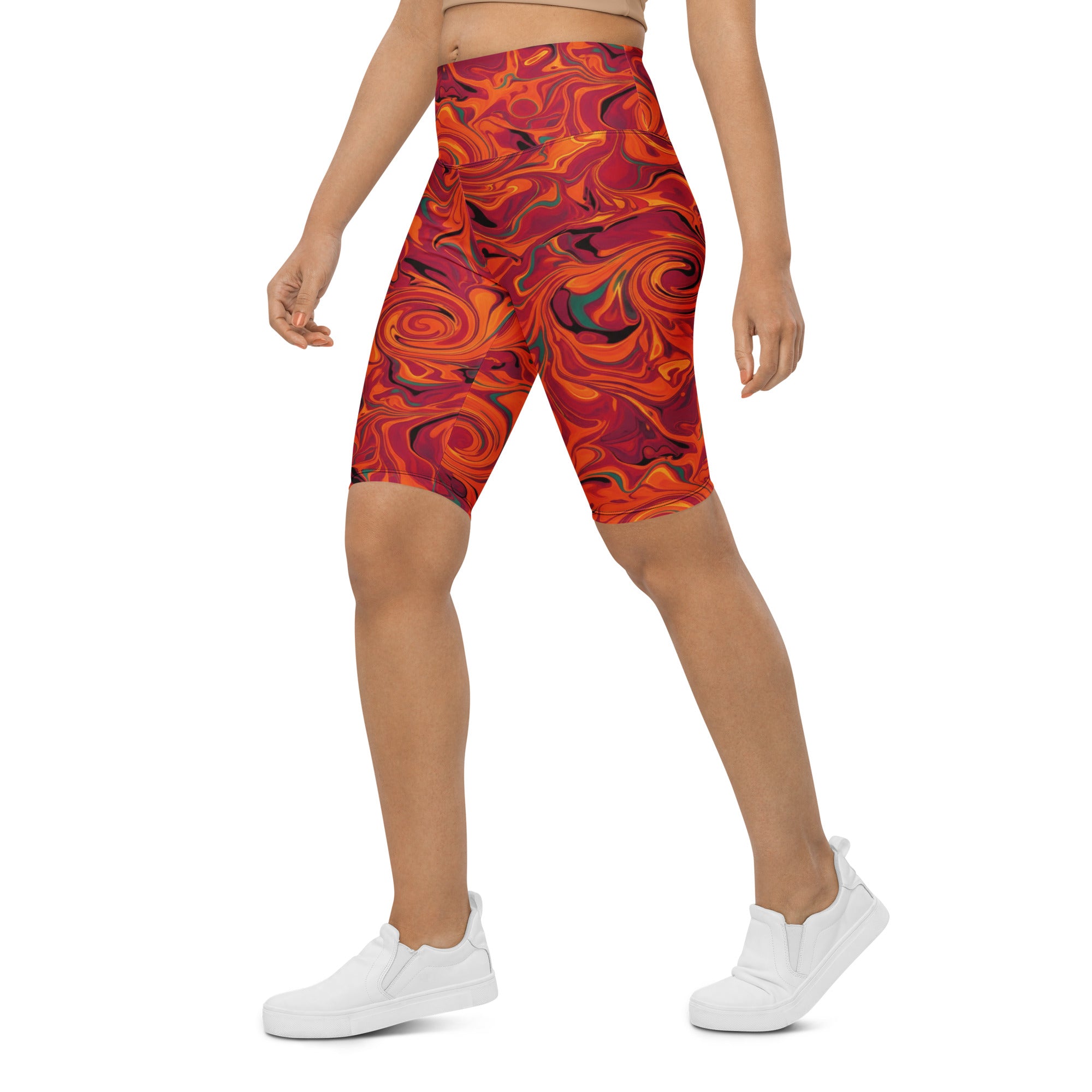 Liquid Marble Fire Opal Bike Shorts | GearBunch