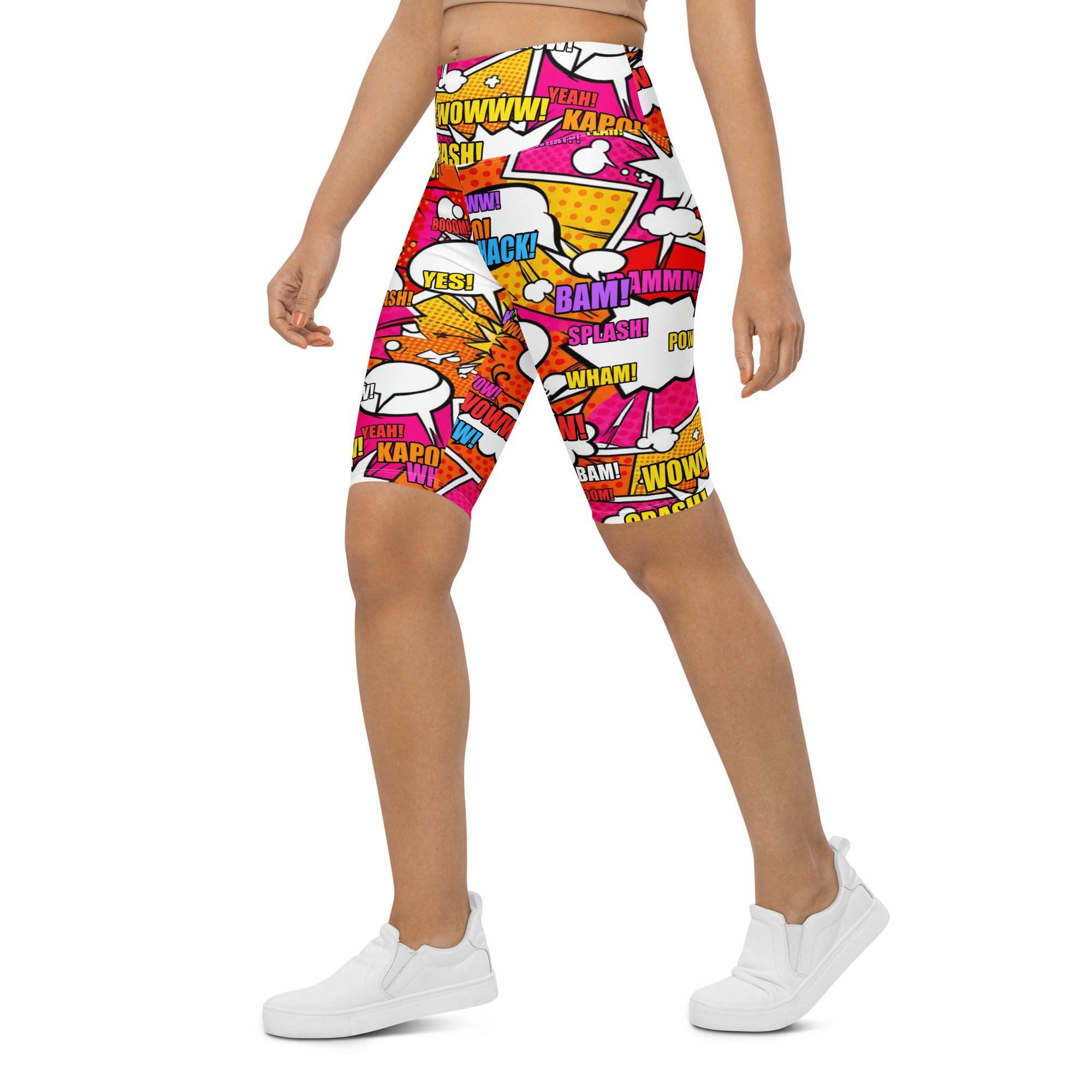 Comic Pop Sunset Orange Bike Shorts | GearBunch