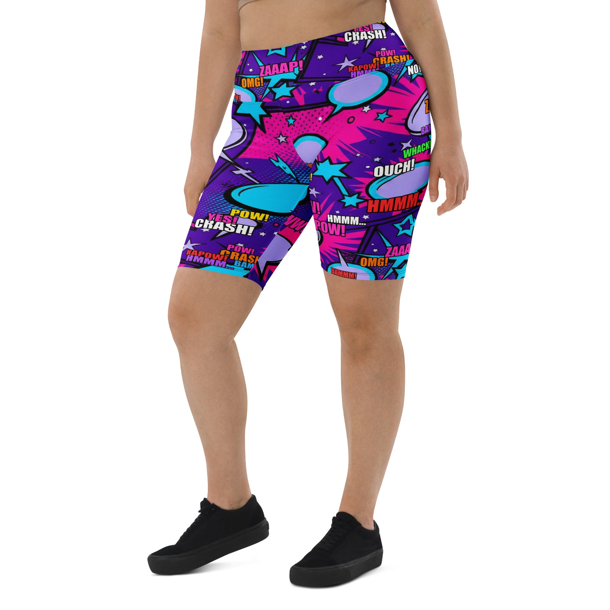 Comic Pop Galaxy Purple Bike Shorts | GearBunch