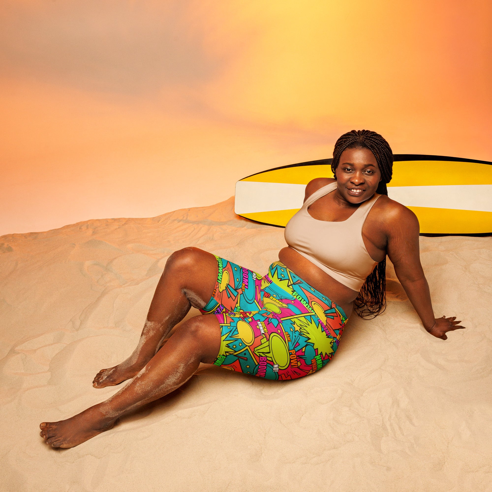 Comic Pop Tropical Bike Shorts | GearBunch