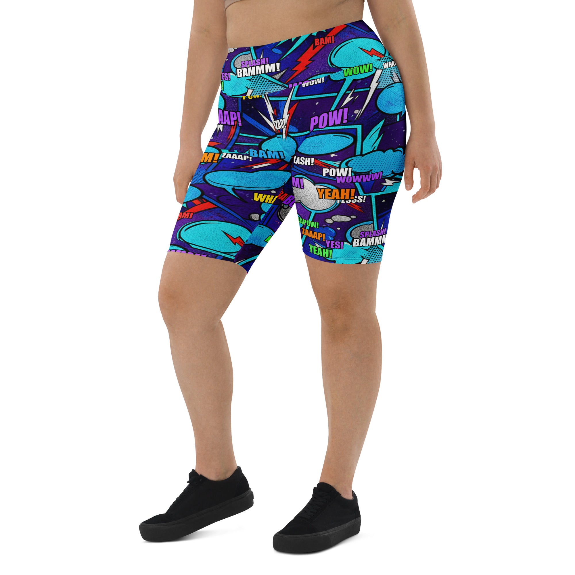 Comic Strip Space Battle Bike Shorts | GearBunch