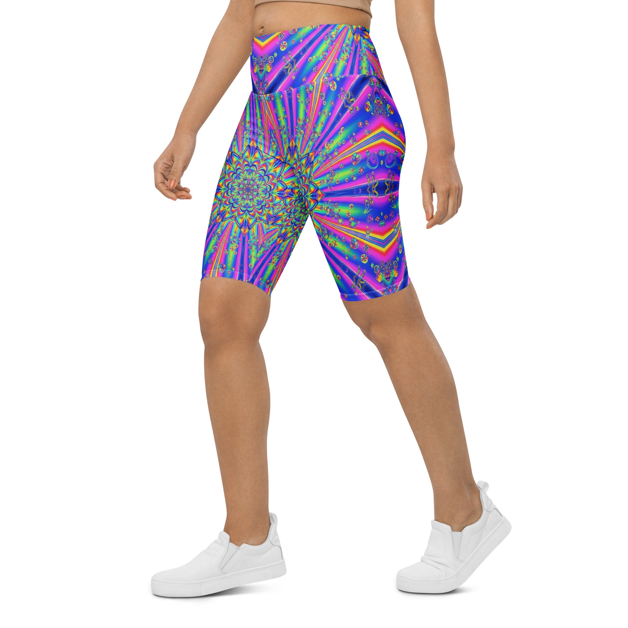 Psychedelic Chrome Spectrum Bike Shorts | GearBunch