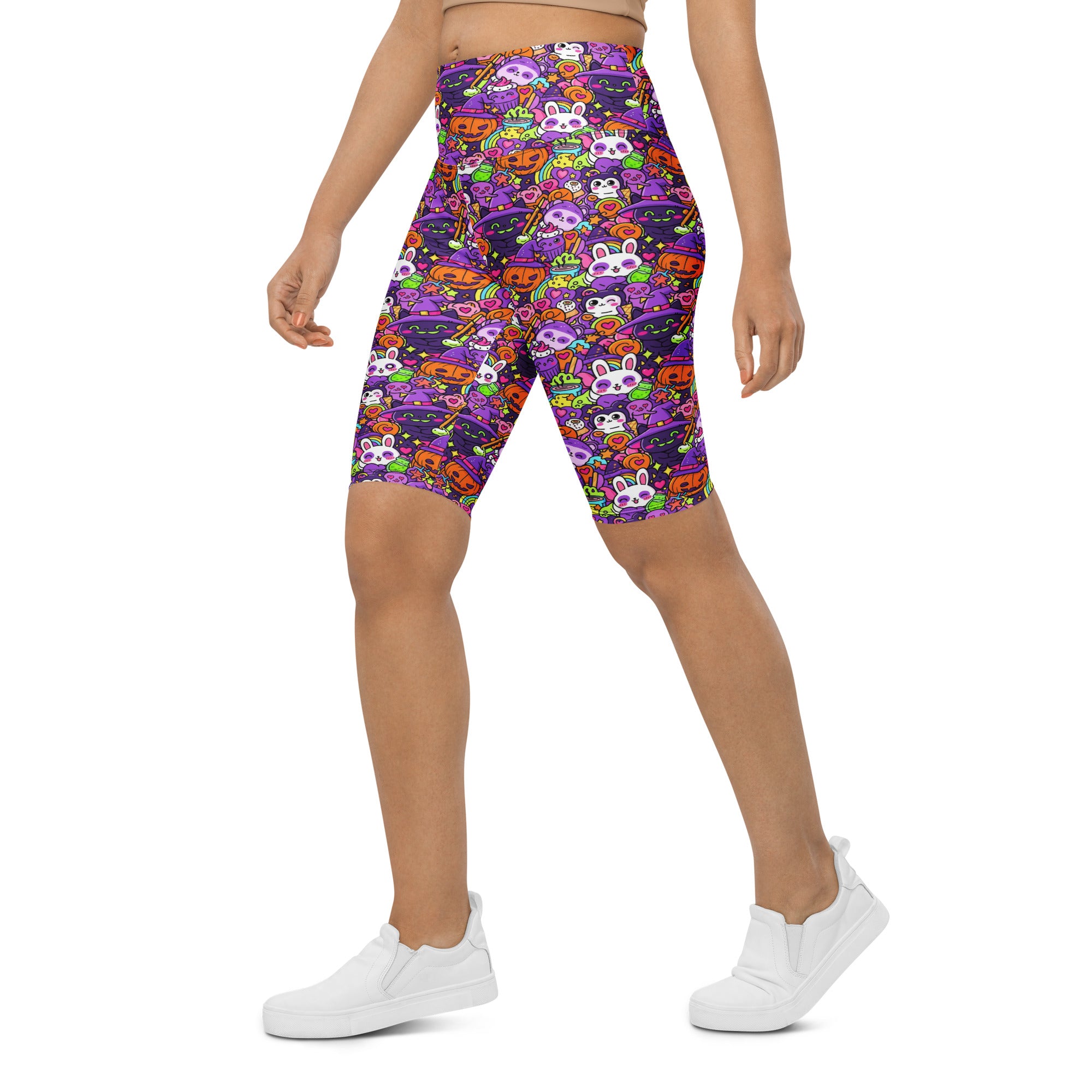 Kawaii Witch Familiar Bike Shorts | GearBunch