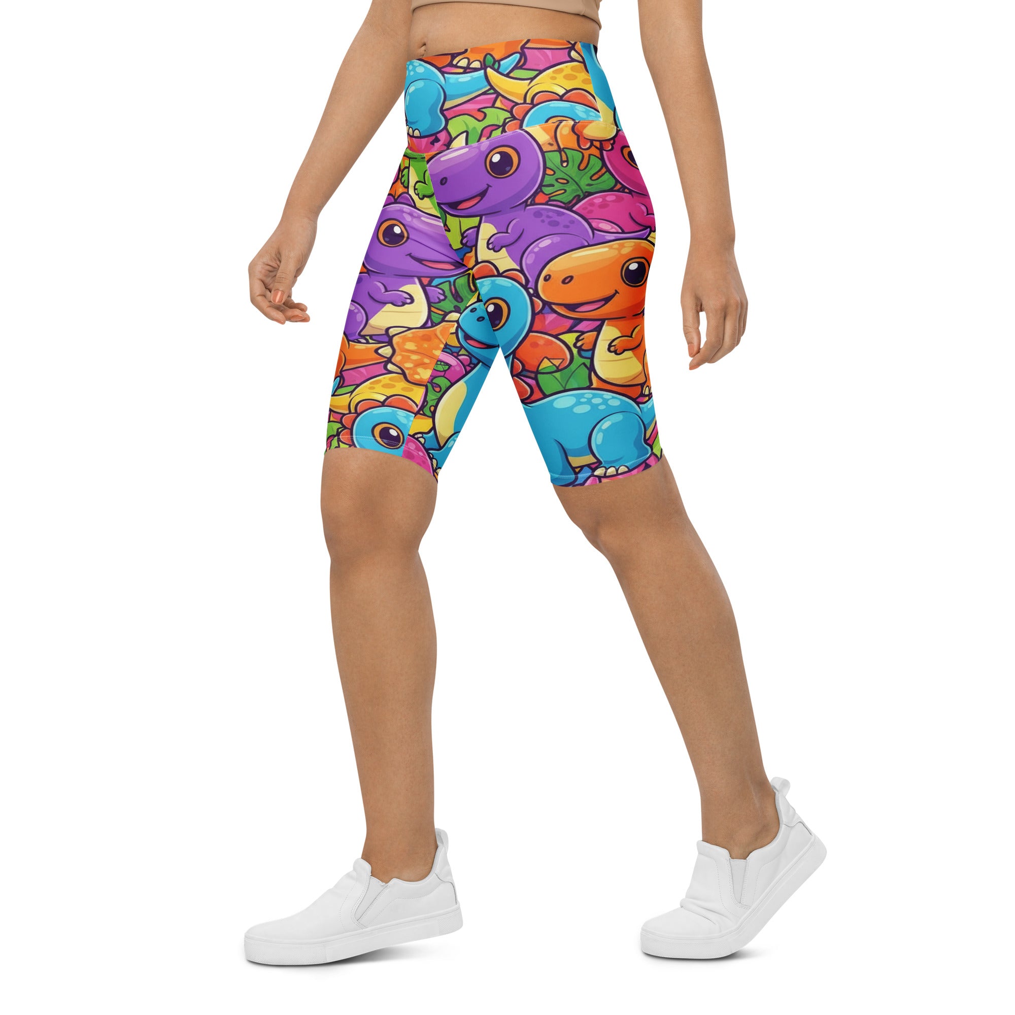 Vibrant Dinosaur Stomp Bike Shorts | GearBunch