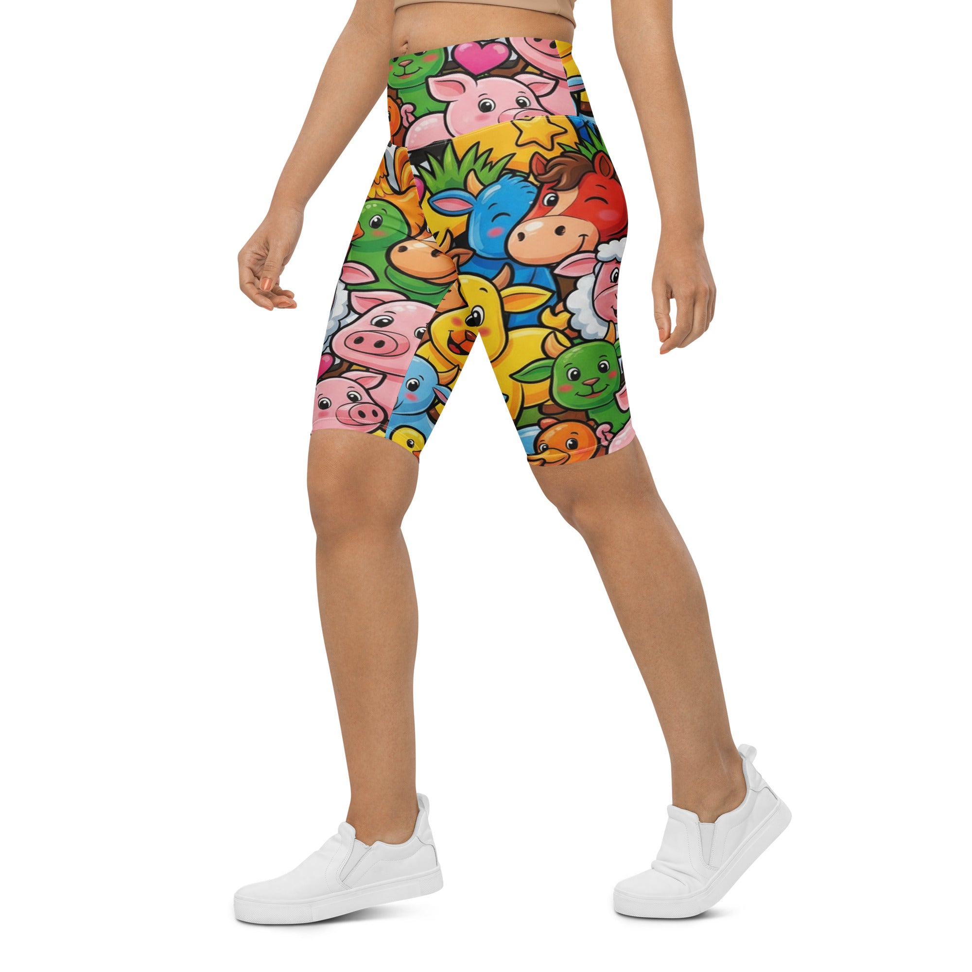 Vibrant Farm Animals Bike Shorts | GearBunch