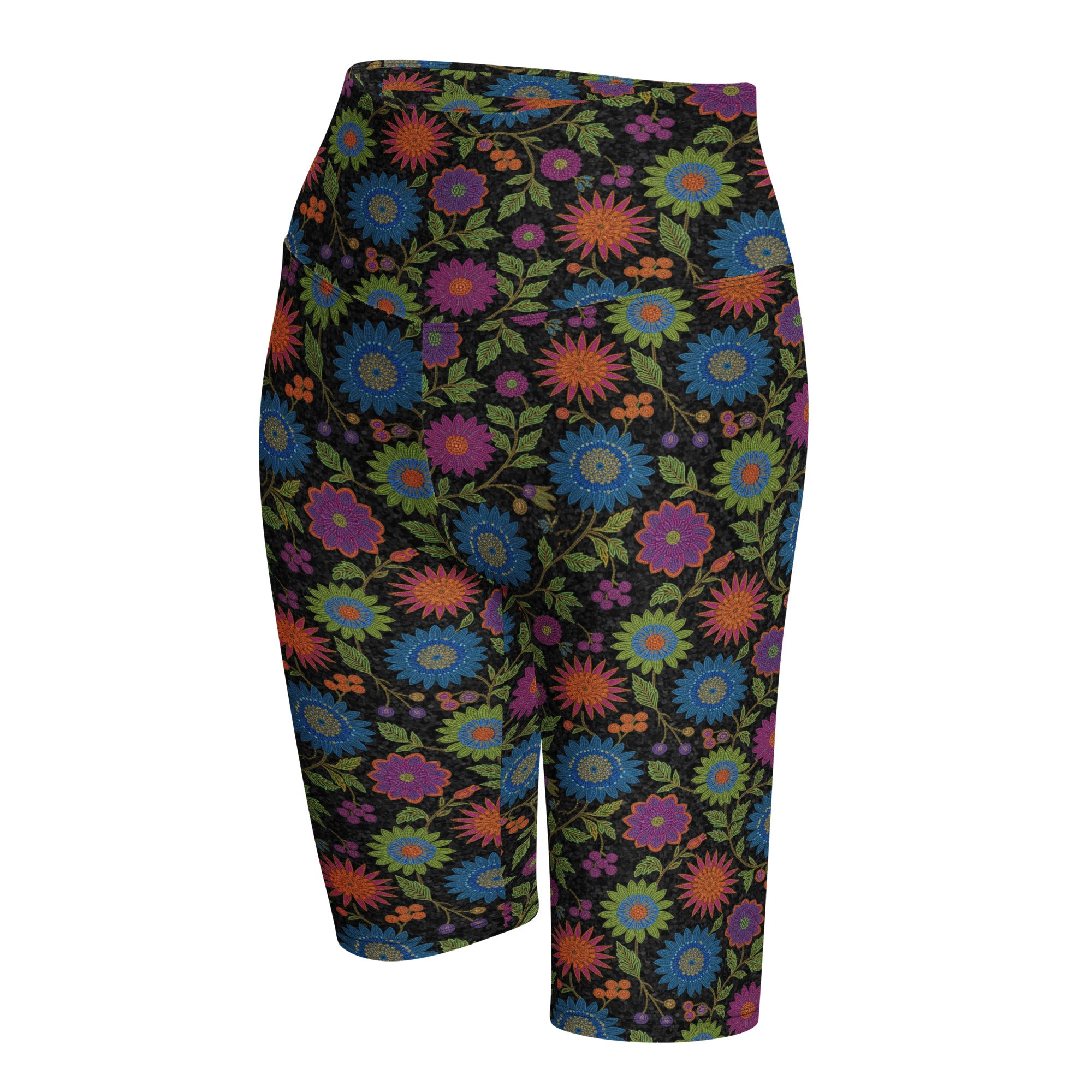 Rainbow Paillette Botanical Bike Shorts | GearBunch