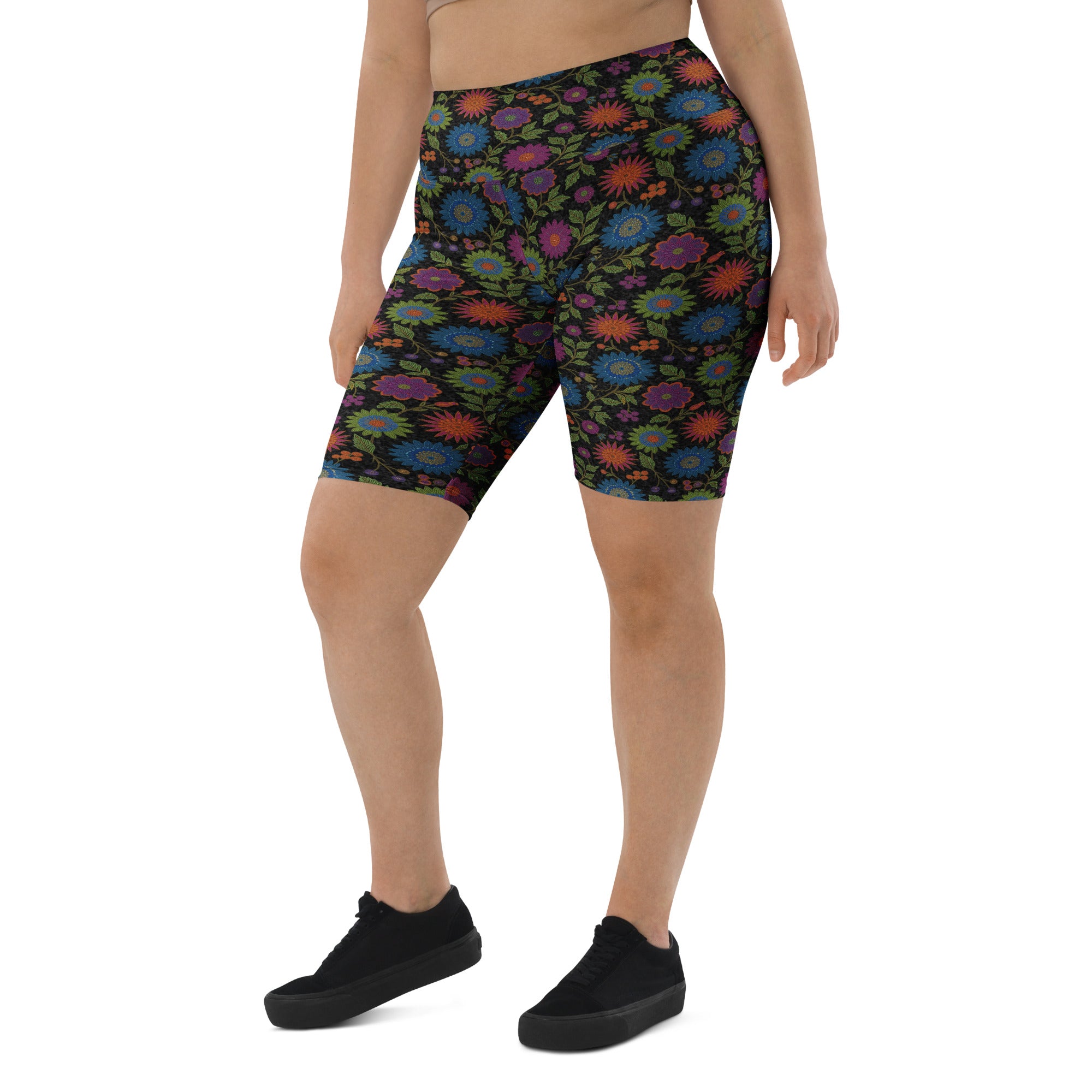 Rainbow Paillette Botanical Bike Shorts | GearBunch