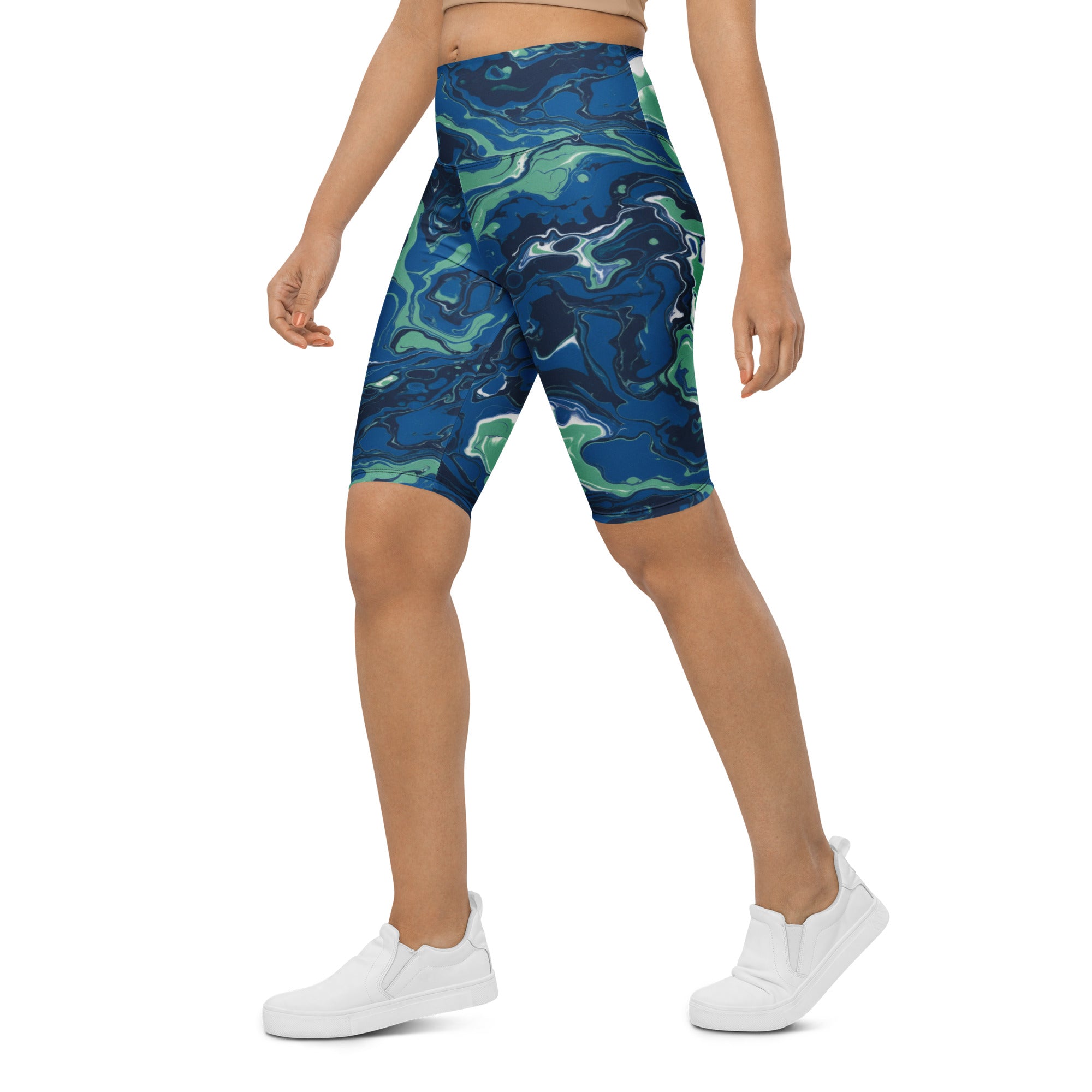 Liquid Marble Ocean Current Bike Shorts | GearBunch