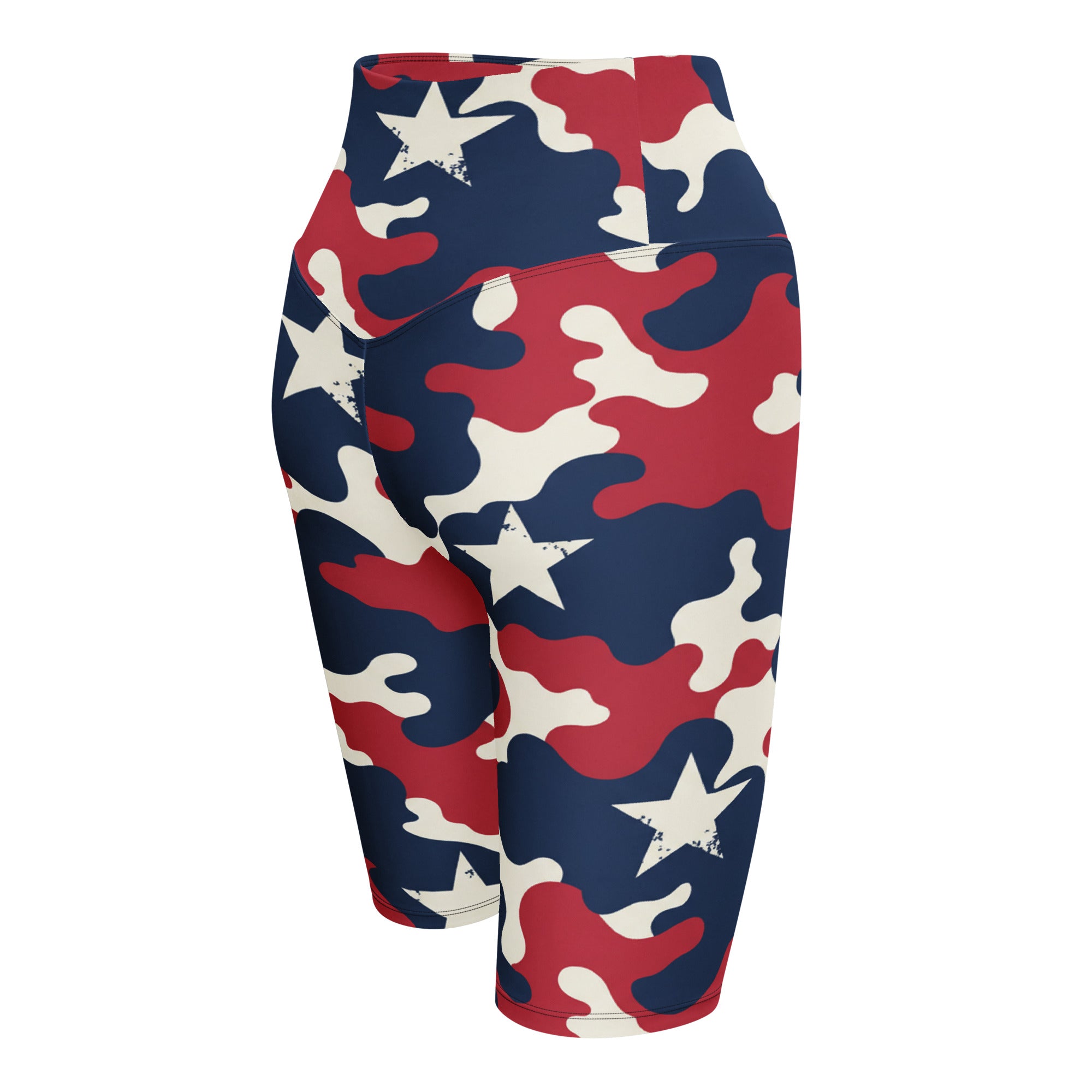 Red White Blue Camo Stars Bike Shorts | GearBunch