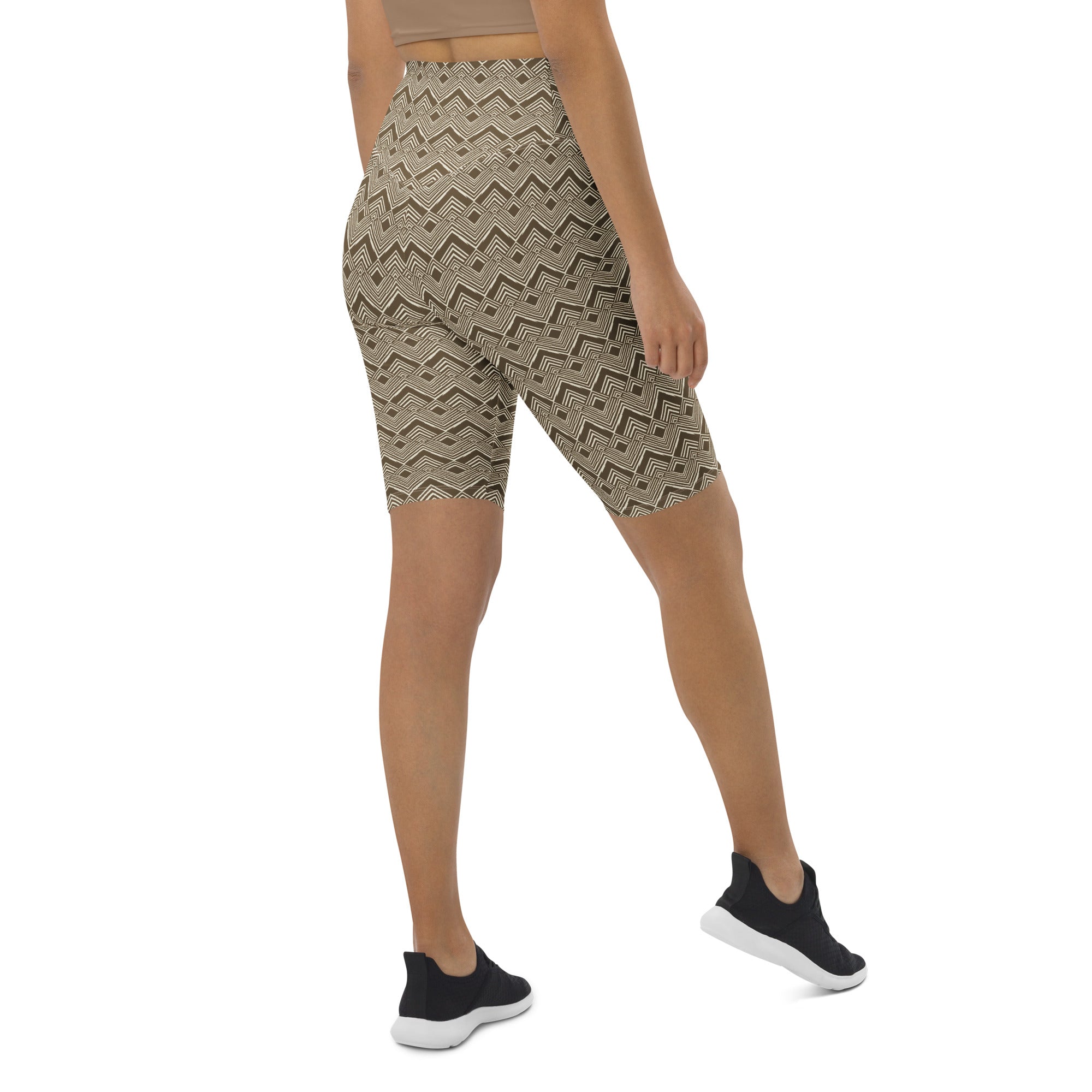 Brown Cream Stripes Bike Shorts | GearBunch