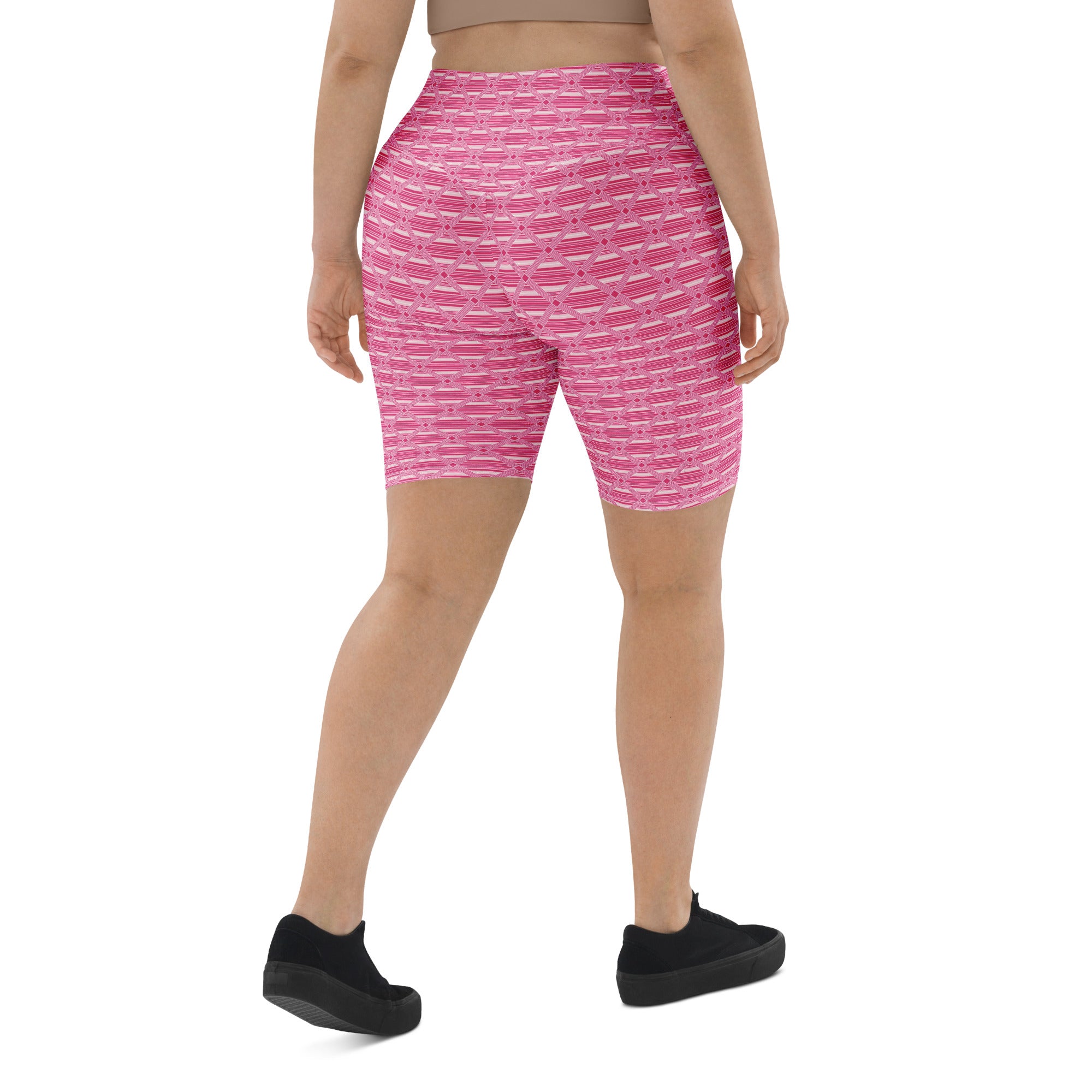 Pink Preppy Stripes Bike Shorts | GearBunch