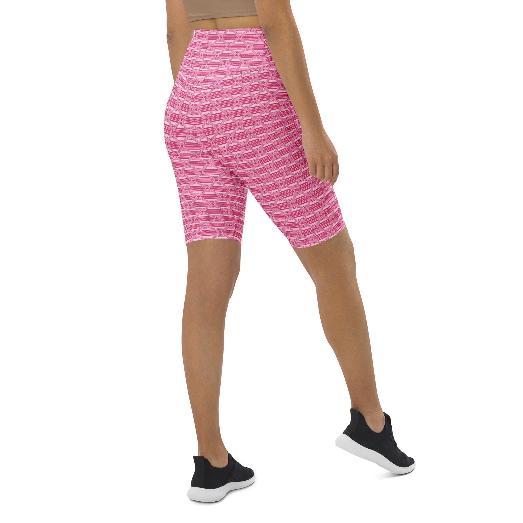 Pink Preppy Stripes Bike Shorts | GearBunch