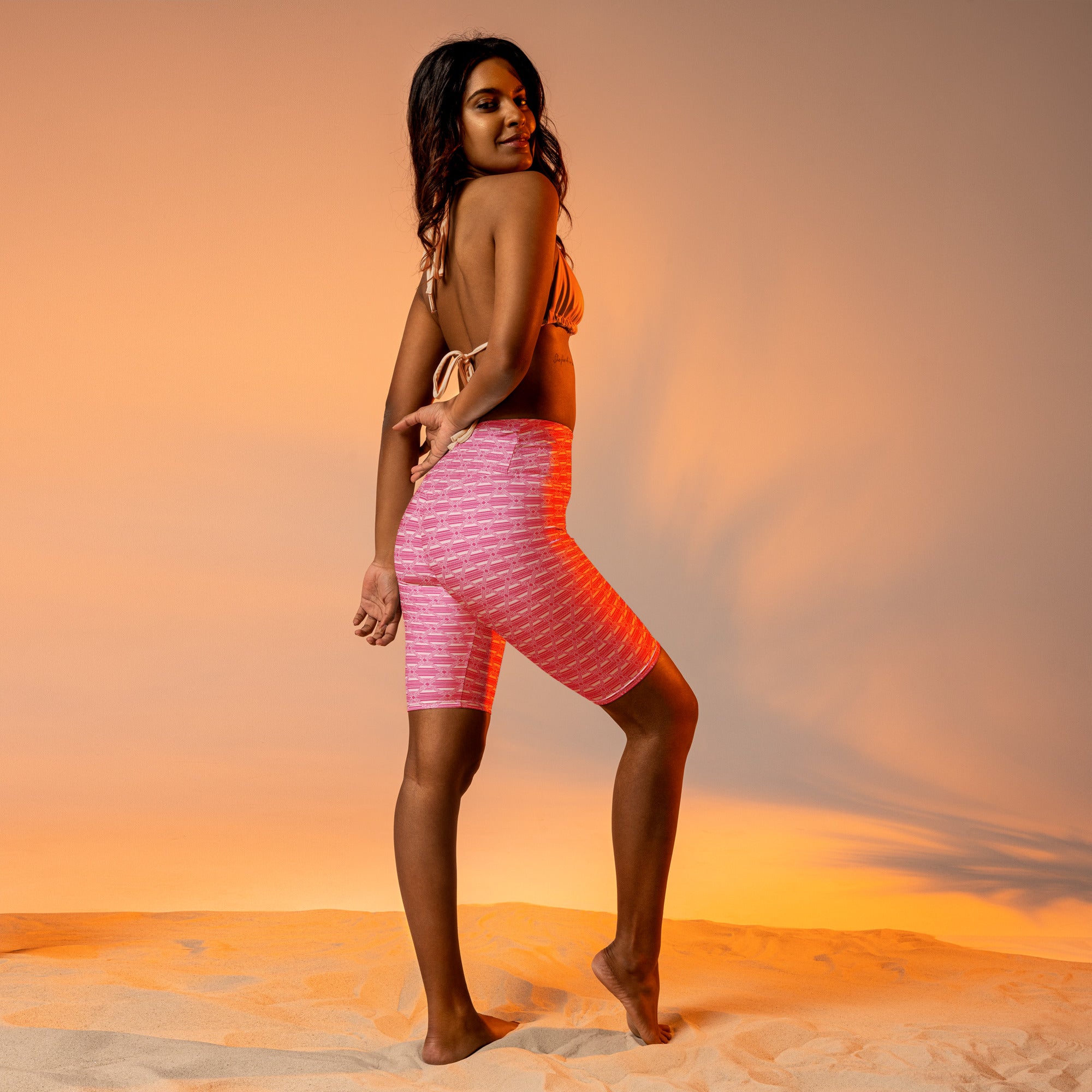 Pink Preppy Stripes Bike Shorts | GearBunch