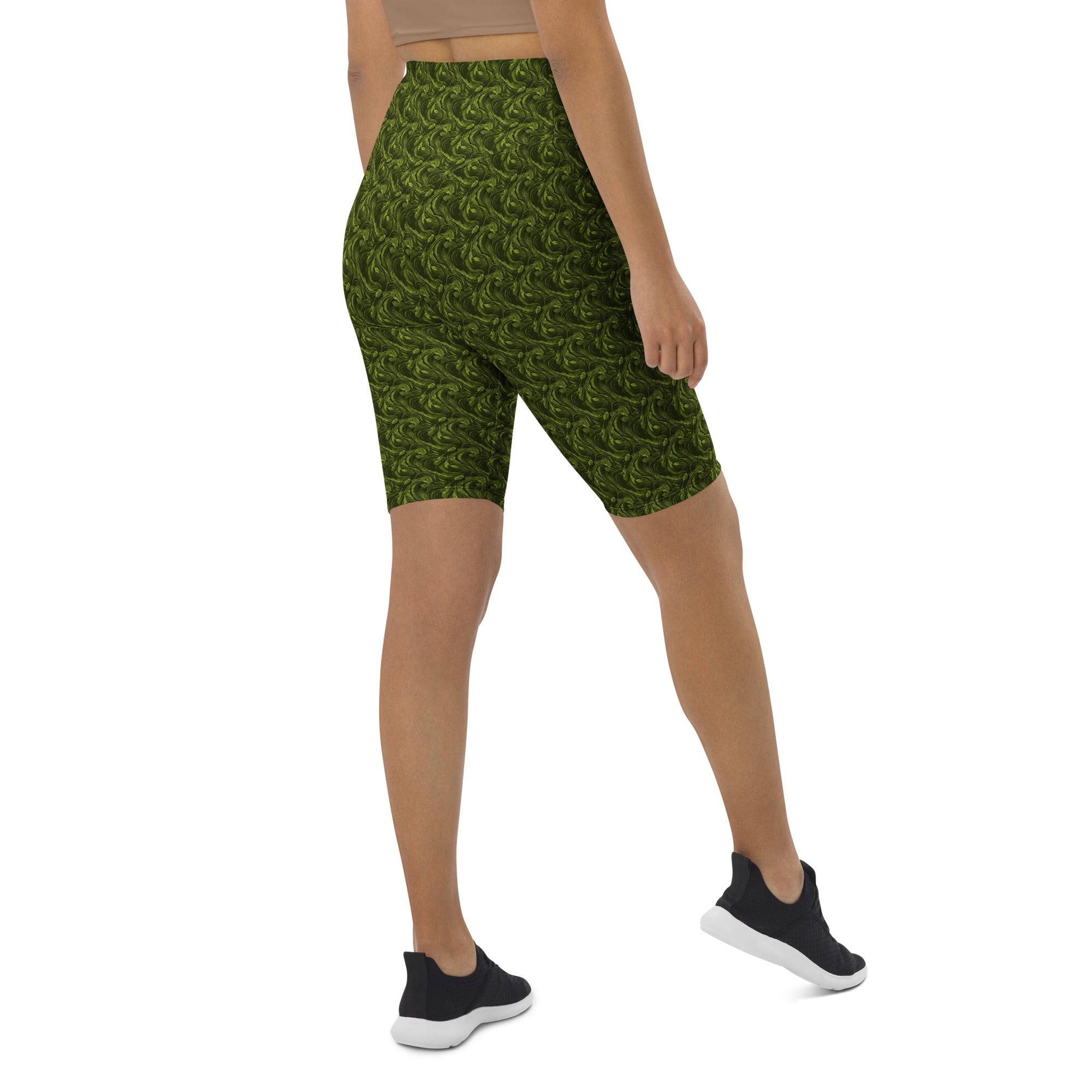 Olive Green Velvet Bike Shorts | GearBunch
