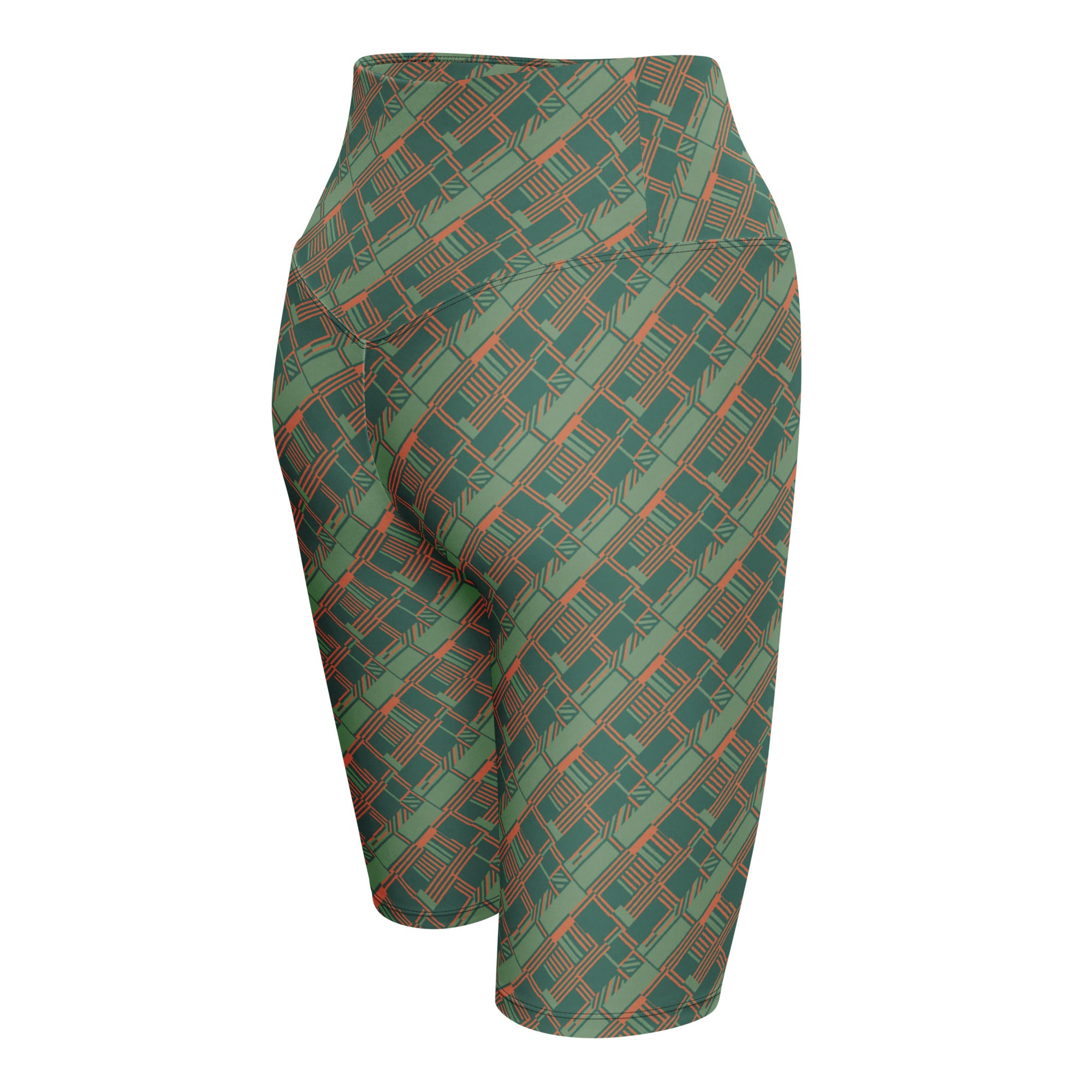 Green Terracotta Stripes Bike Shorts | GearBunch