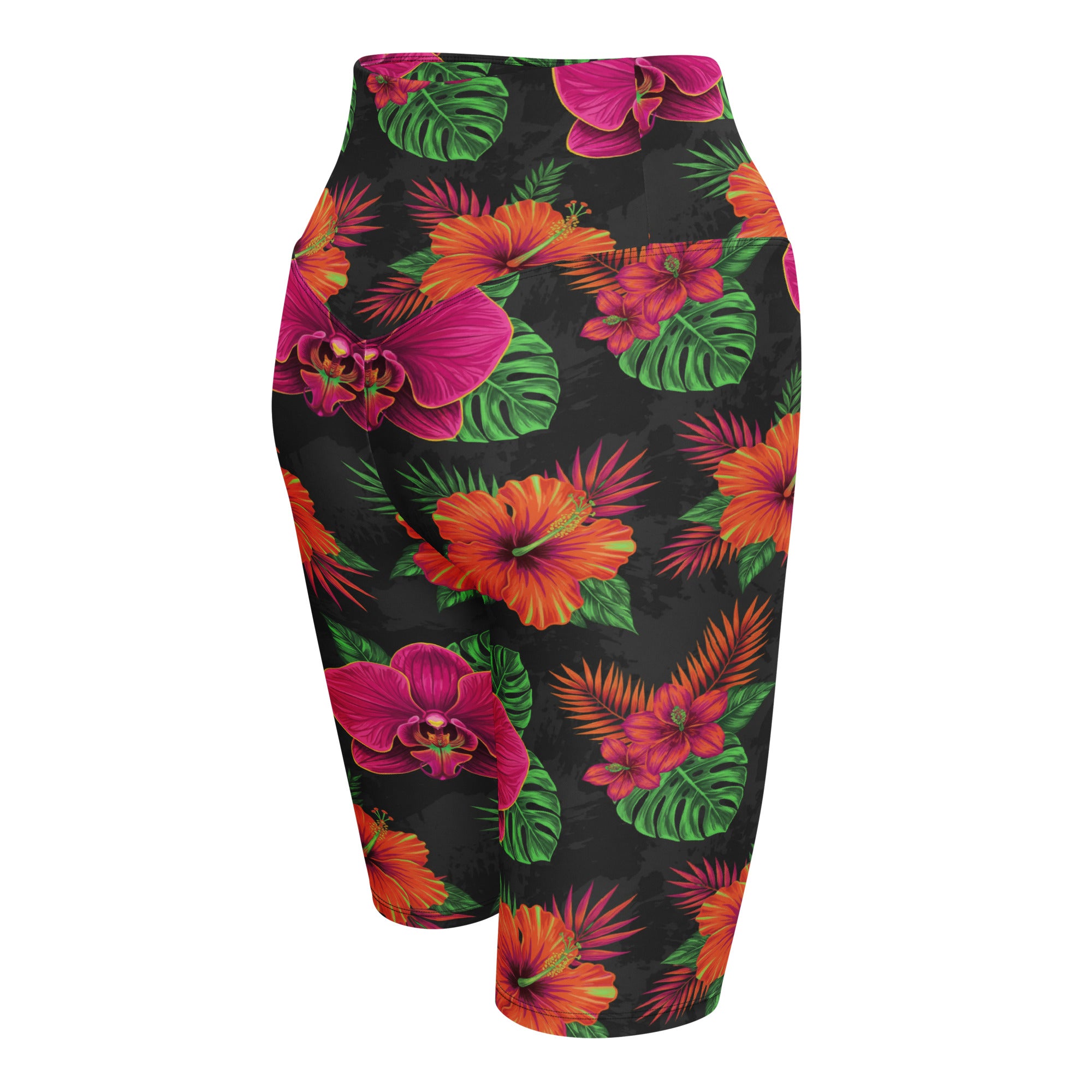 Neon Tropical Flowers Bike Shorts | GearBunch