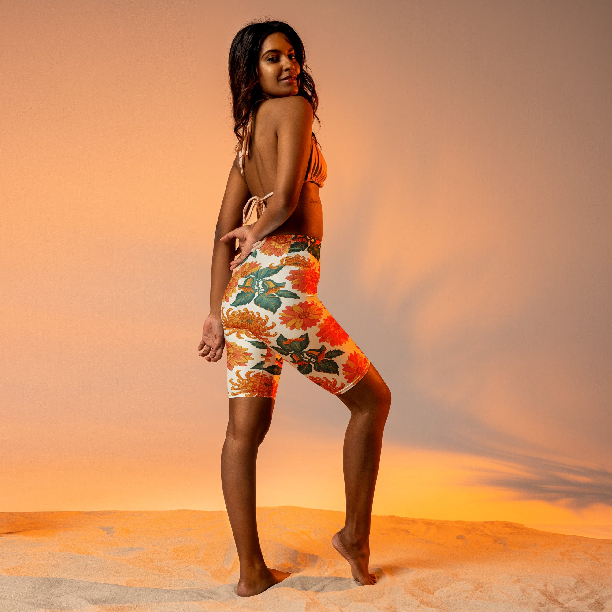 Retro Floral Seventies Bike Shorts | GearBunch