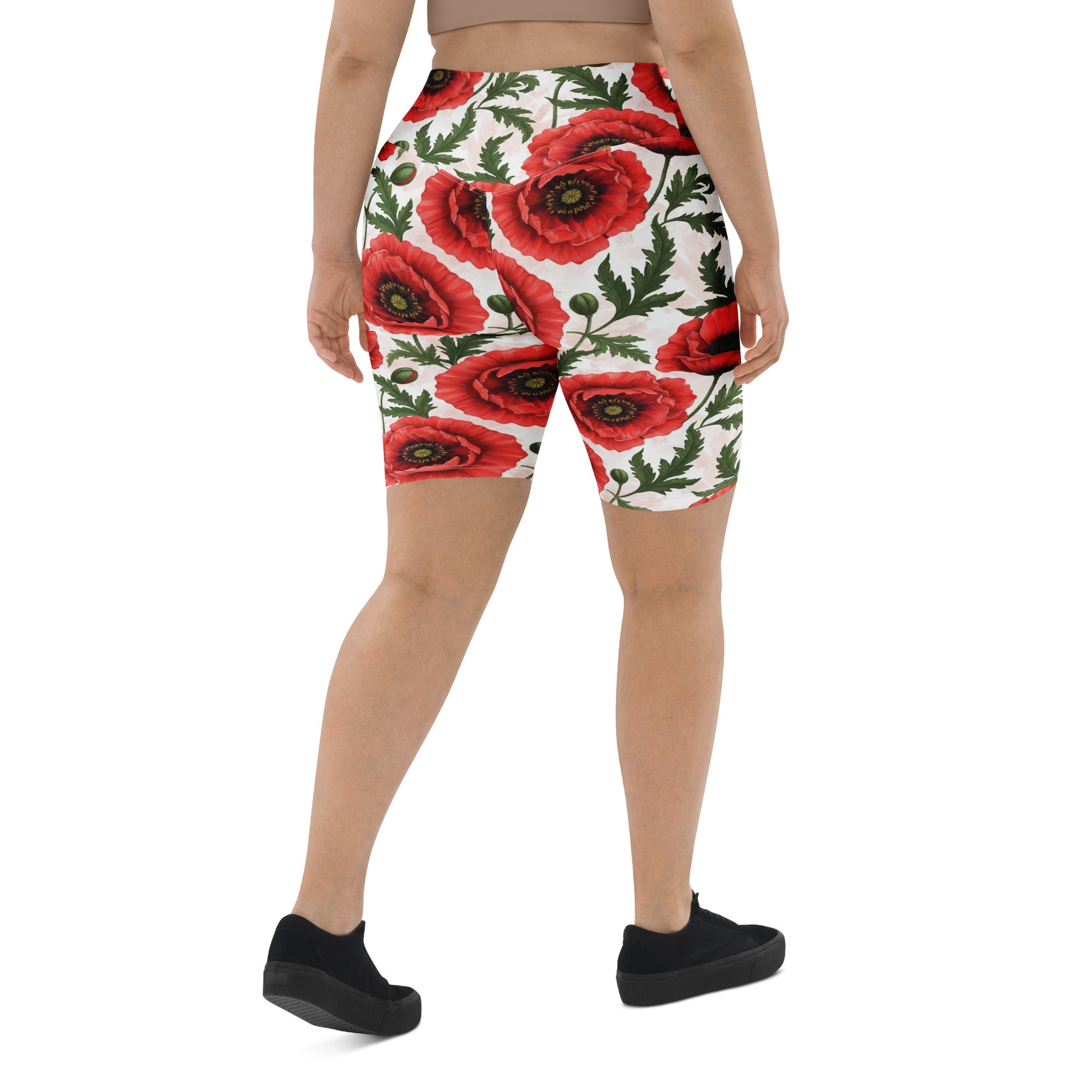 Whimsical Garden Poppies Bike Shorts | GearBunch