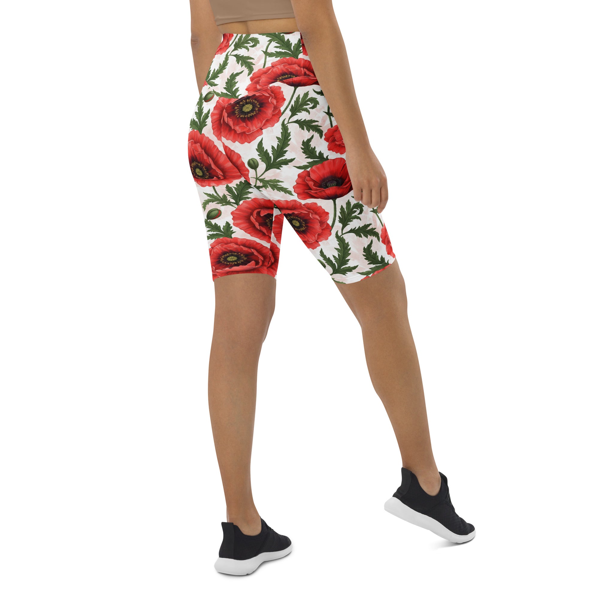 Whimsical Garden Poppies Bike Shorts | GearBunch