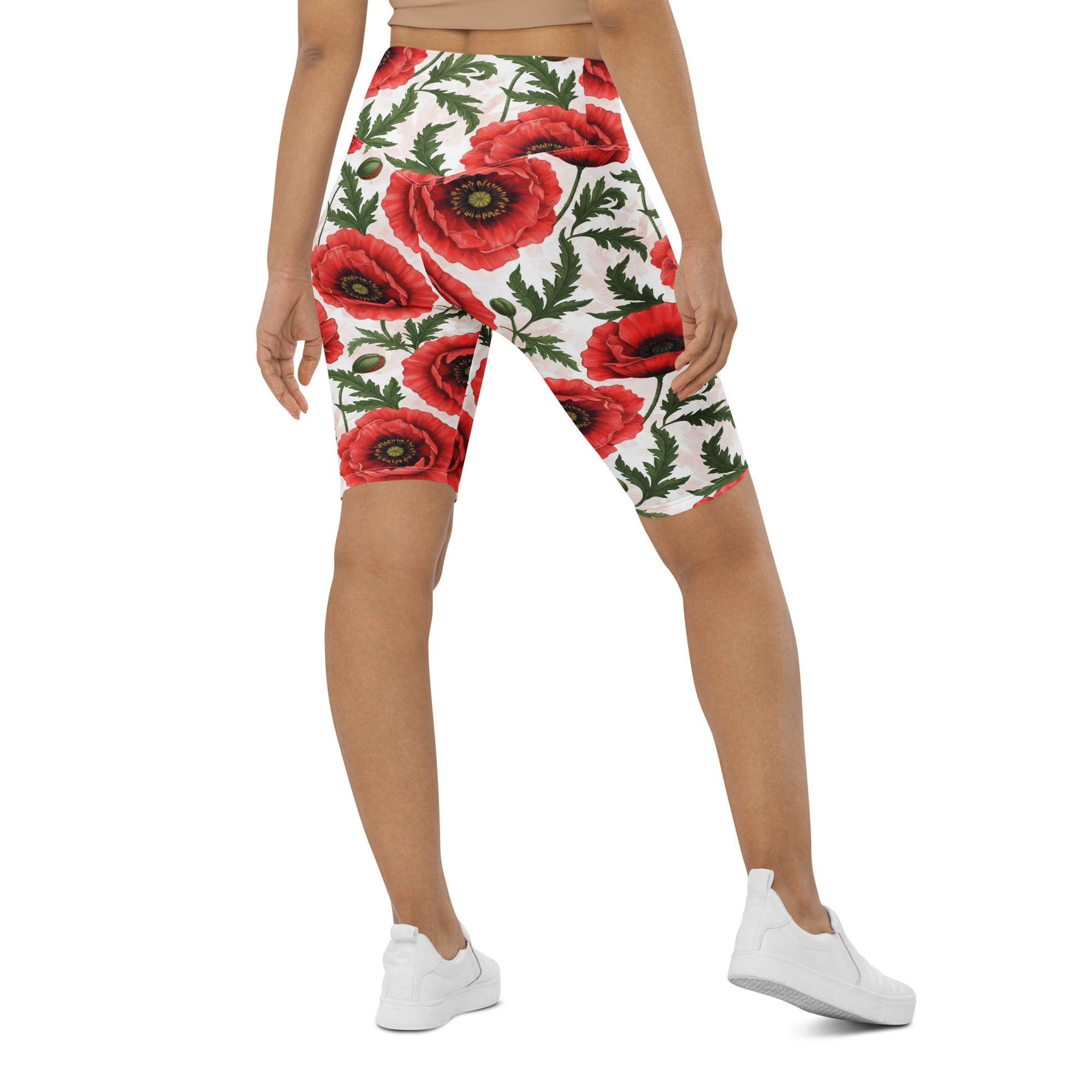 Whimsical Garden Poppies Bike Shorts | GearBunch