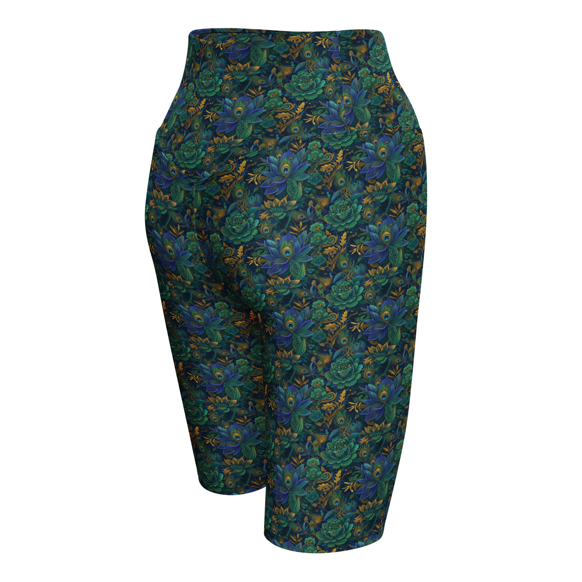 Peacock Feathers Splendour Bike Shorts | GearBunch