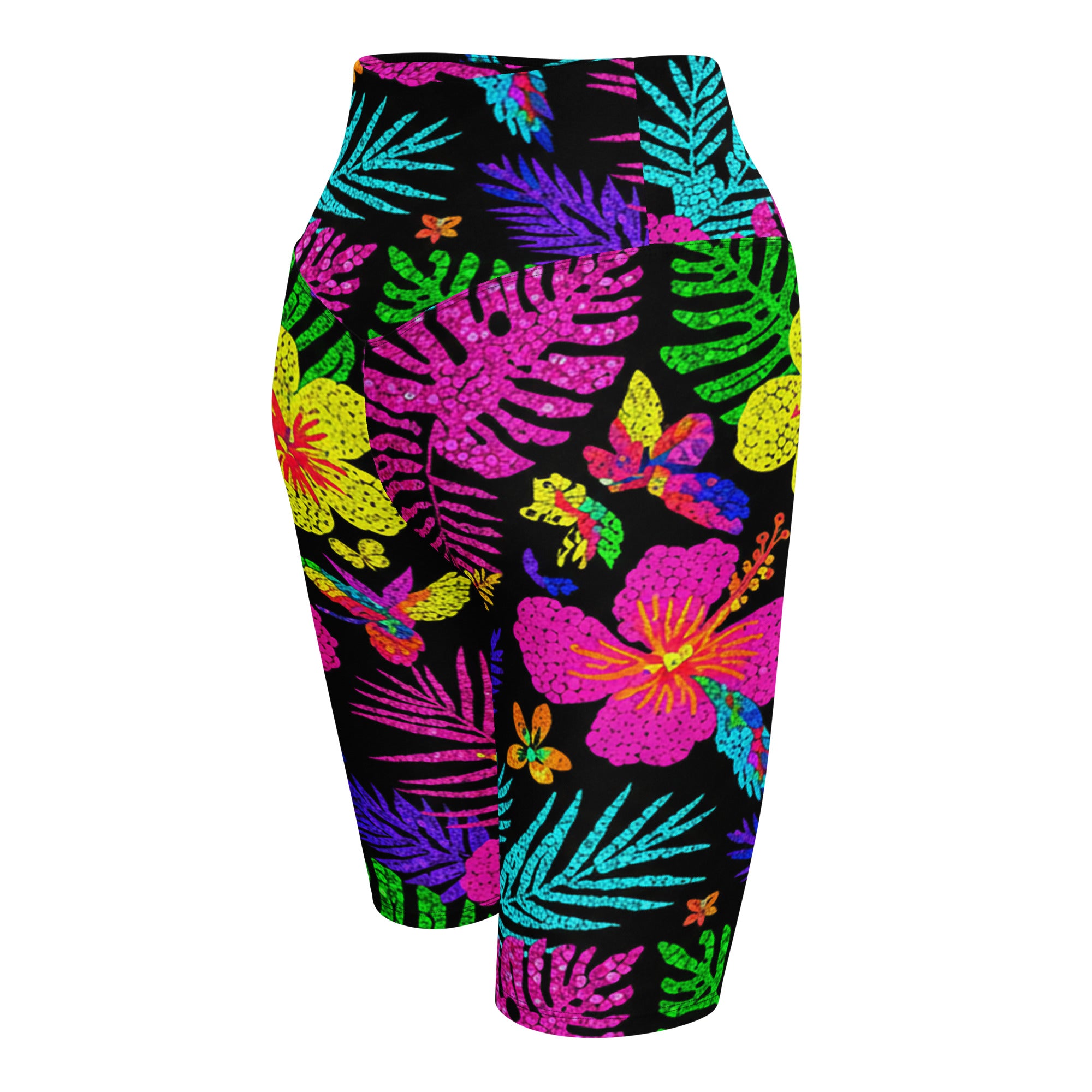 Rainbow Paillette Tropical Bike Shorts | GearBunch