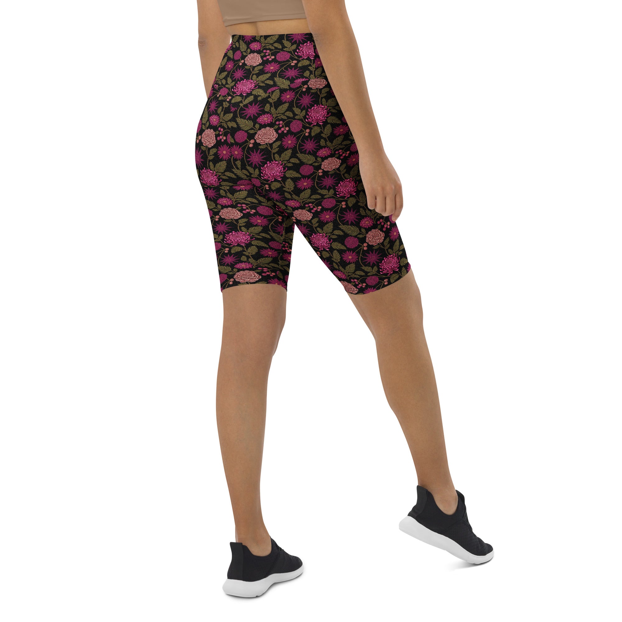 Midnight Paillette Peony Bike Shorts | GearBunch