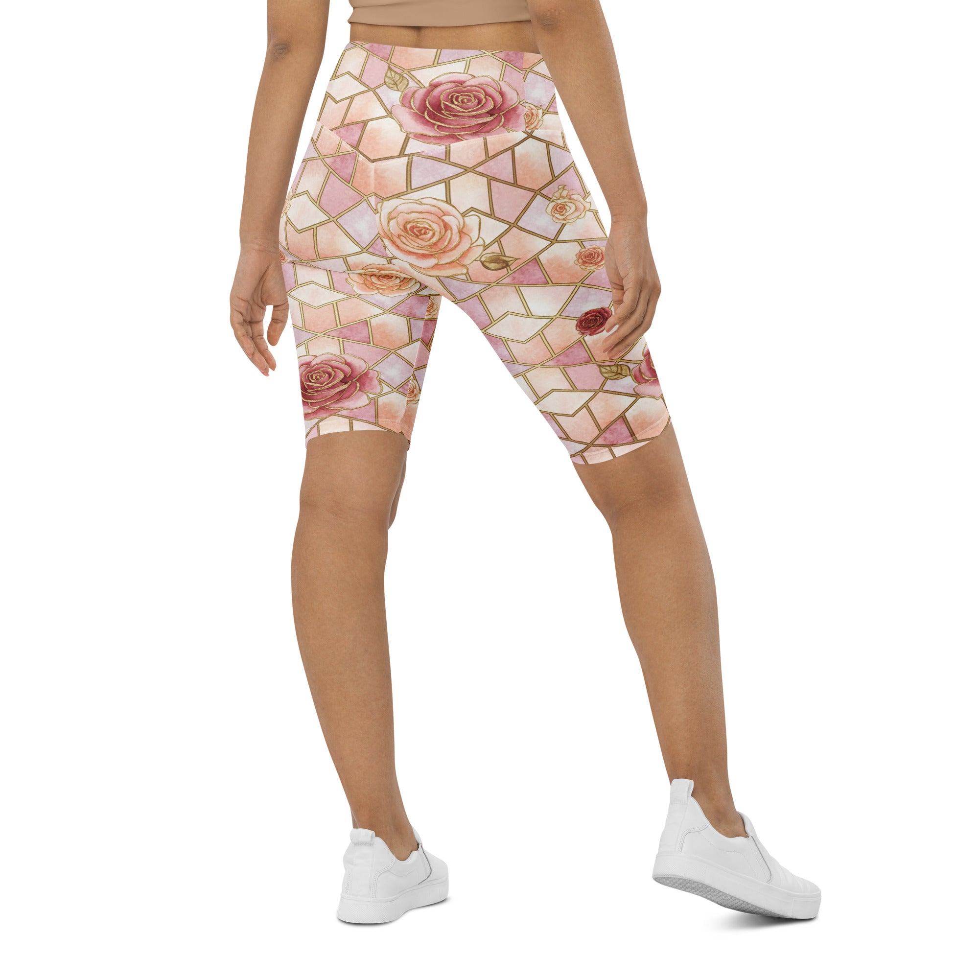 Rose Quartz Geometric Bike Shorts | GearBunch